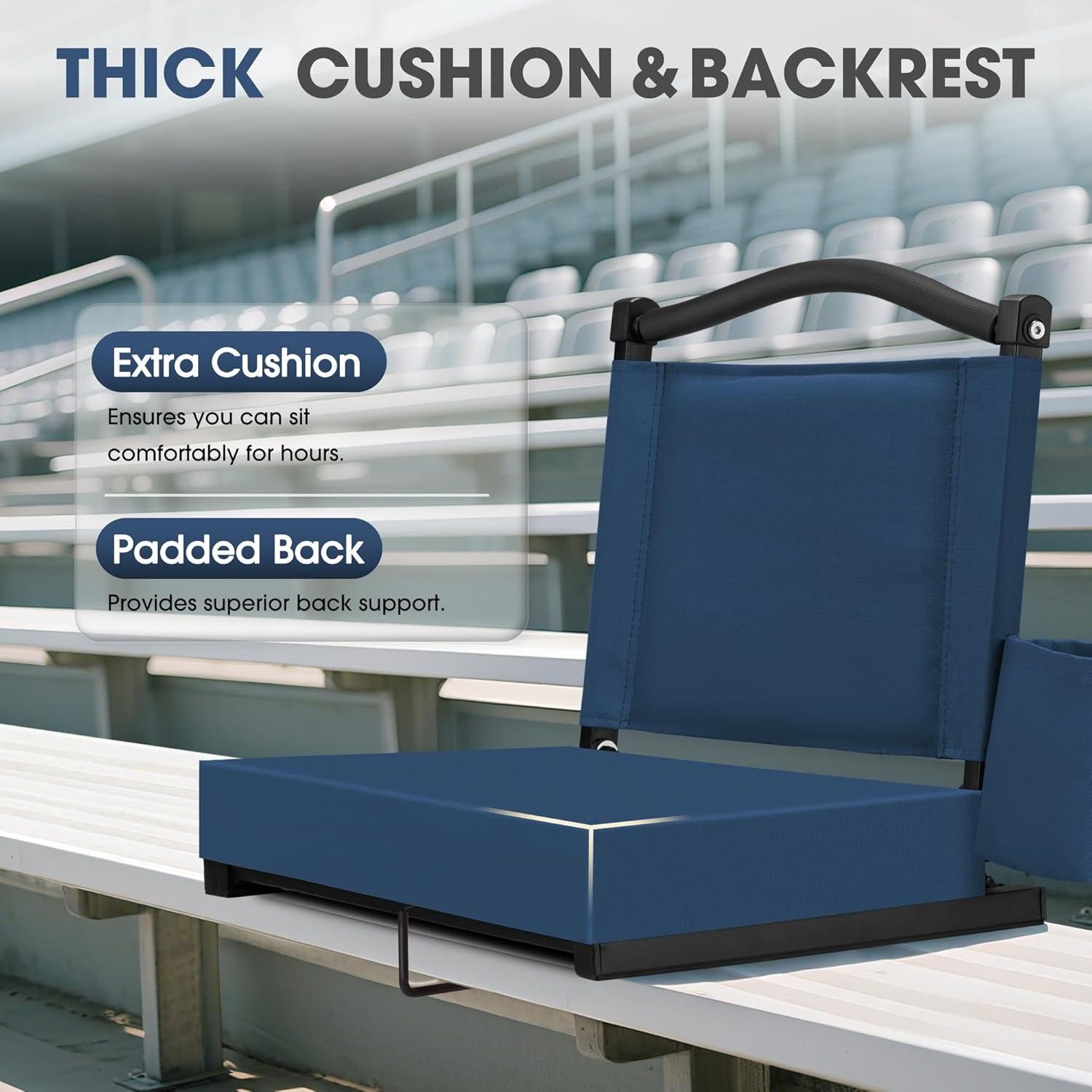 Asiento de Grada Plegable Fragess Azul Marino con Respaldo