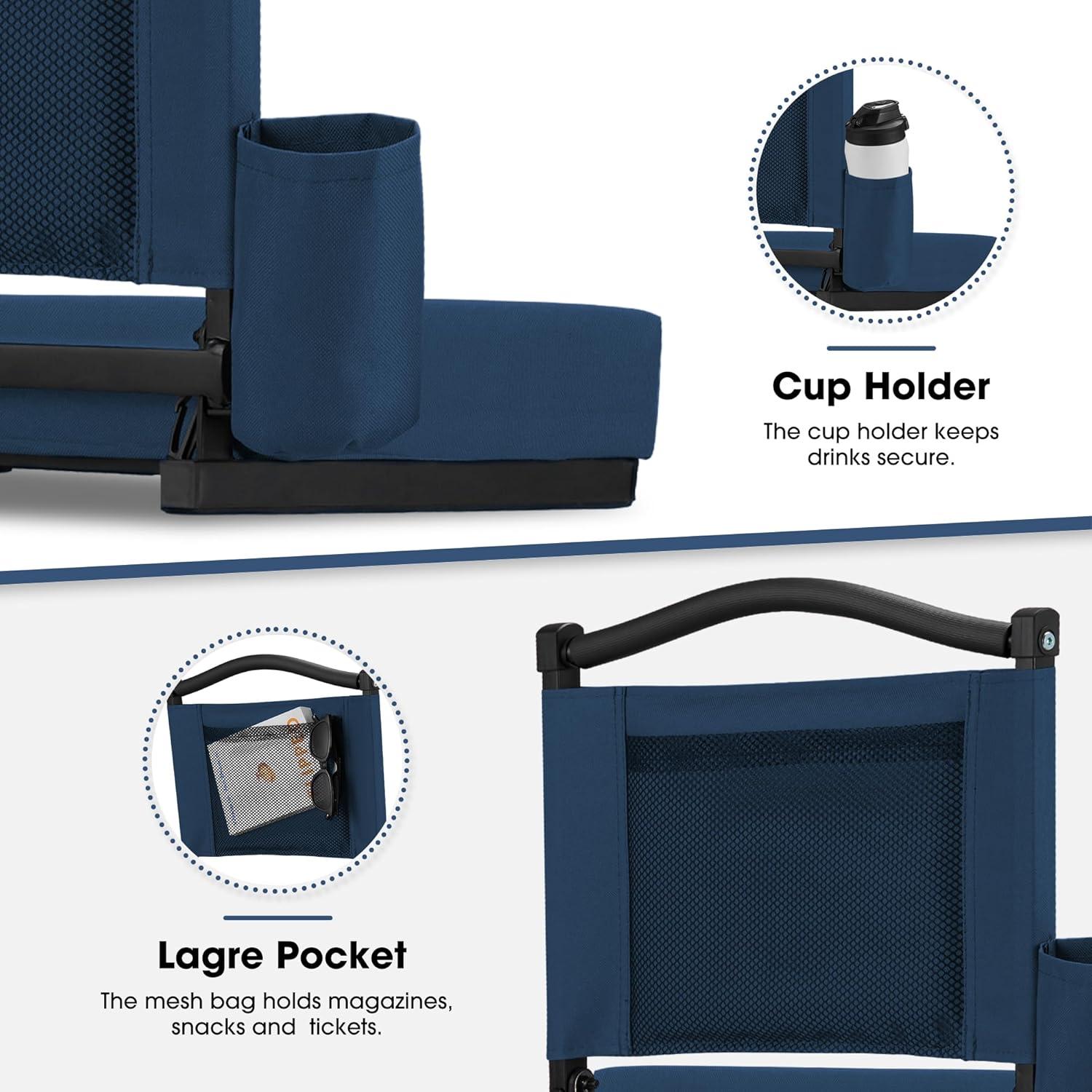 Asiento de Grada Plegable Fragess Azul Marino con Respaldo