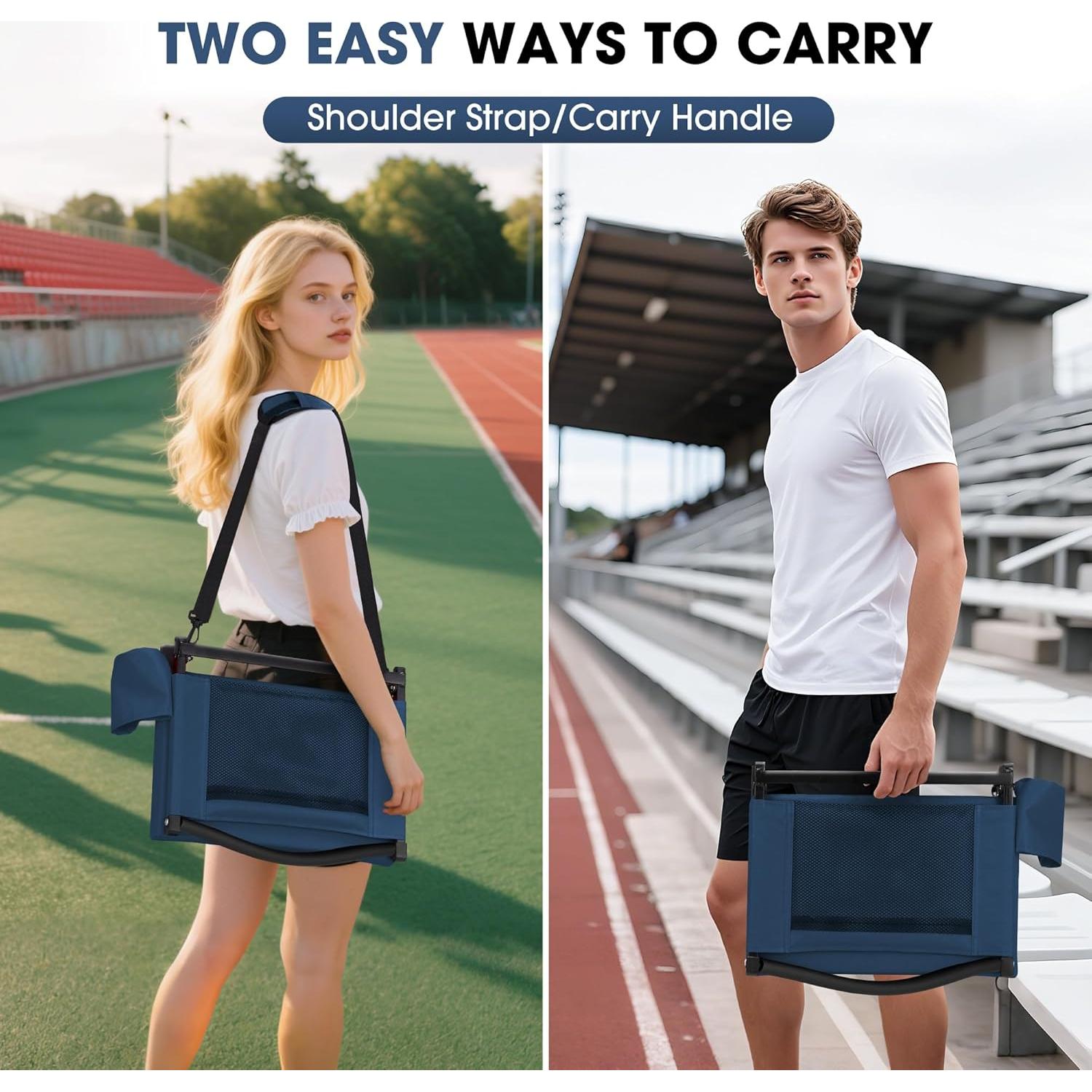 Asiento de Grada Plegable Fragess Azul Marino con Respaldo