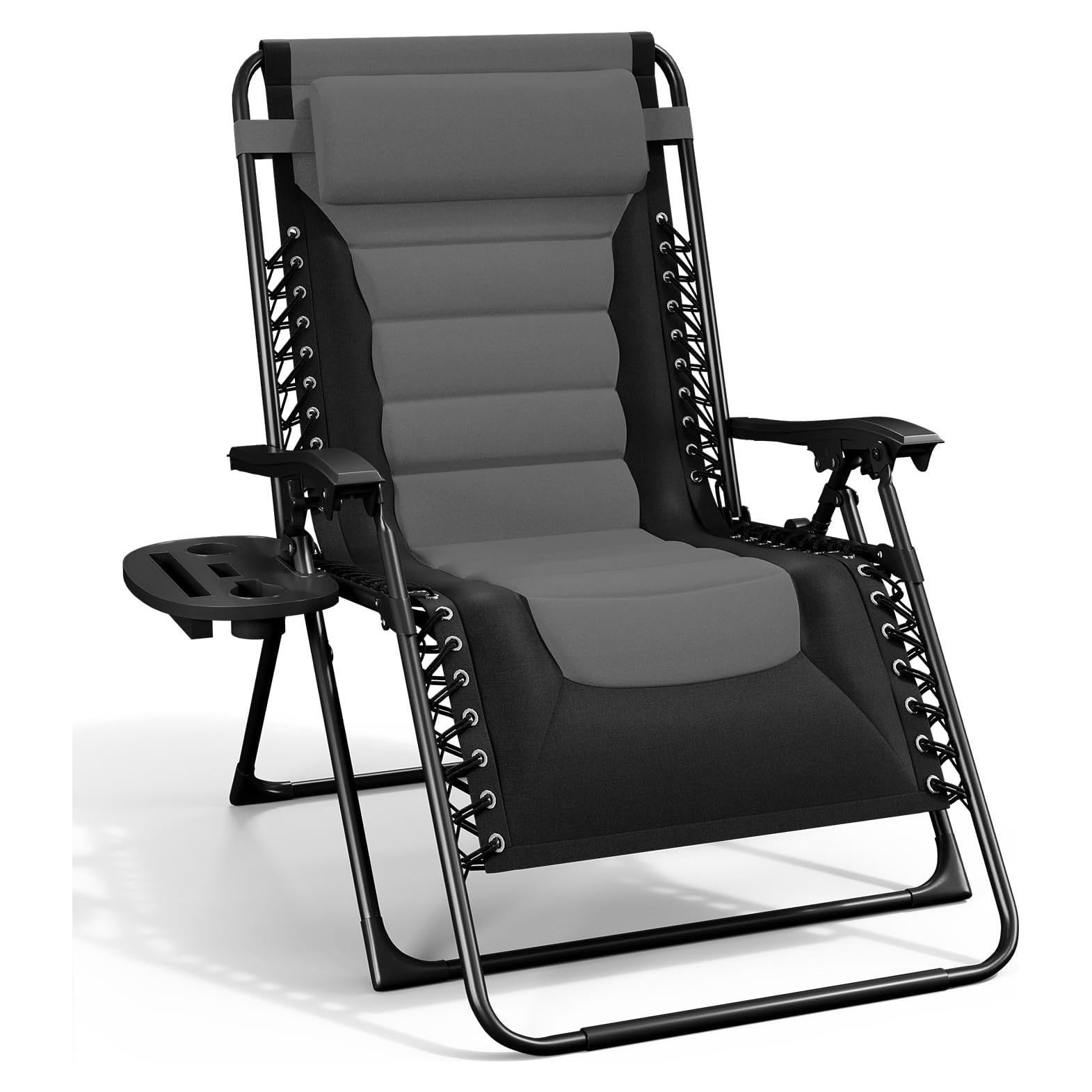 Silla de gravedad cero acolchada Nestl - Negro/Gris, reclinable