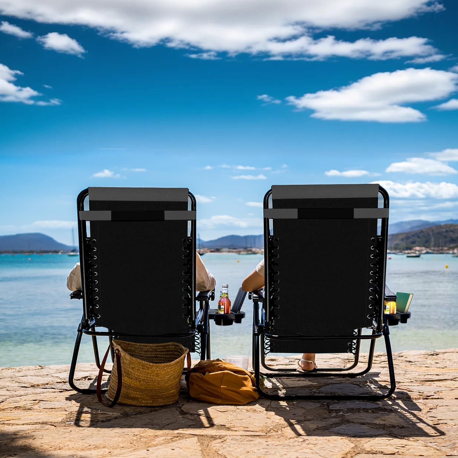 Silla de gravedad cero acolchada Nestl - Negro/Gris, reclinable