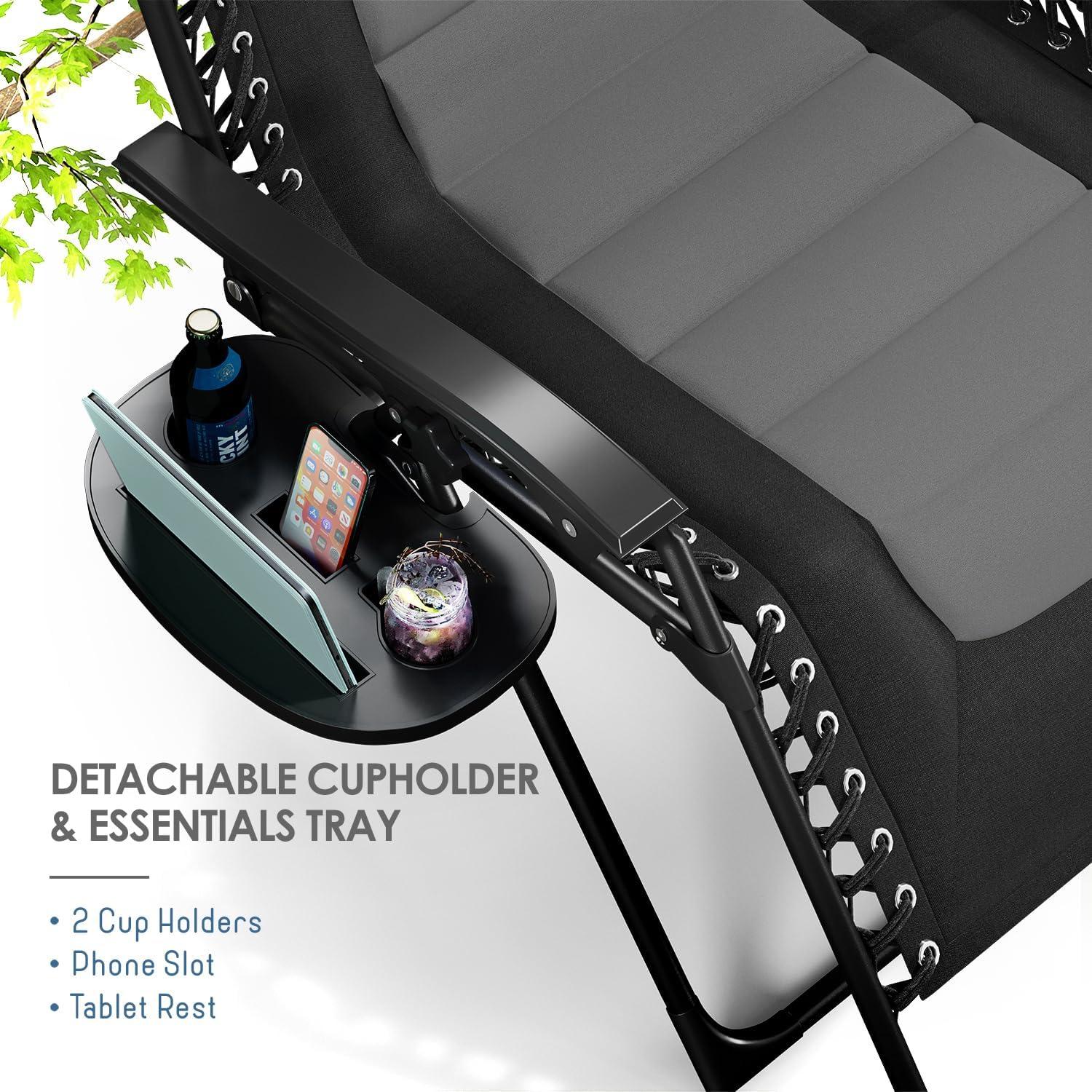 Silla de gravedad cero acolchada Nestl - Negro/Gris, reclinable