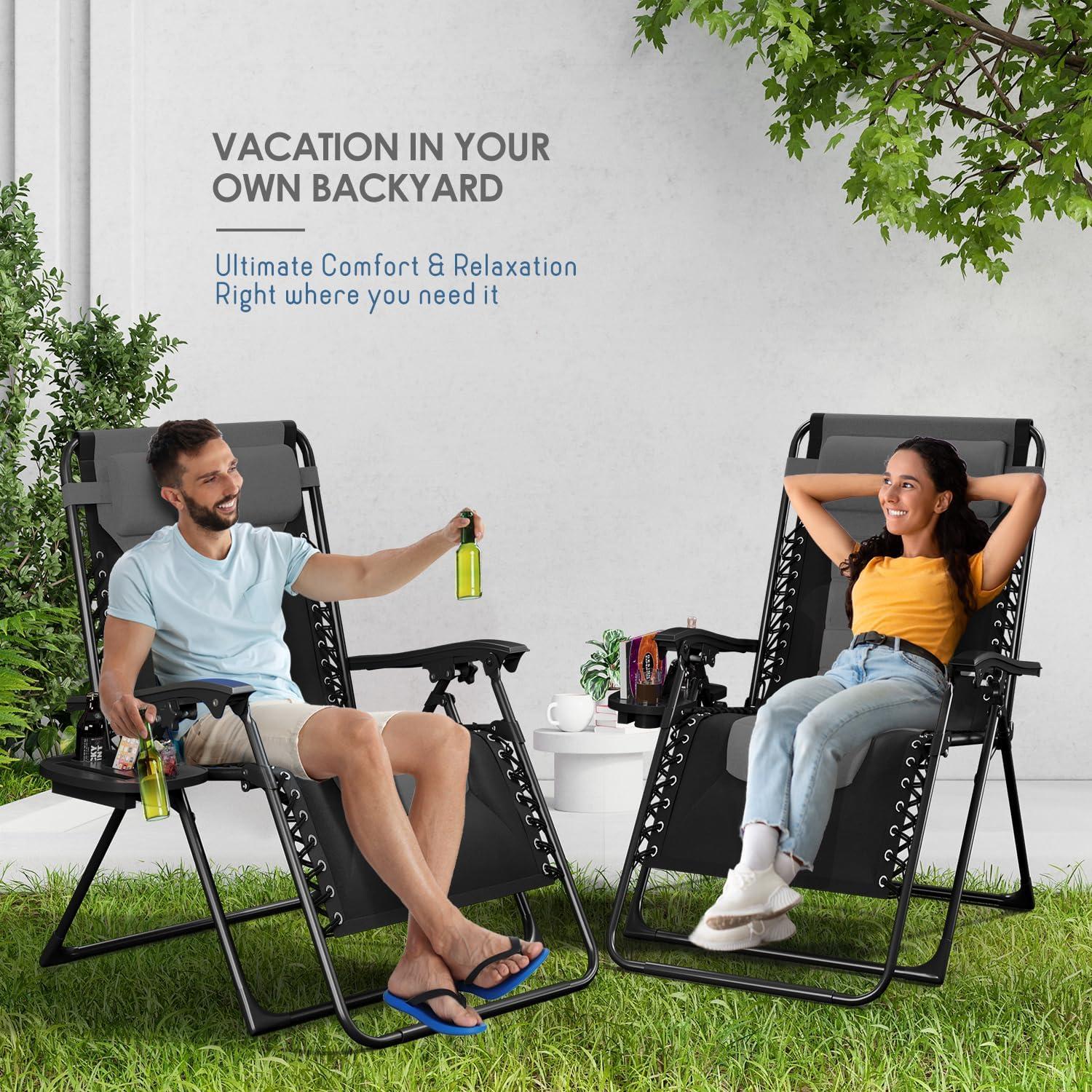 Silla de gravedad cero acolchada Nestl - Negro/Gris, reclinable