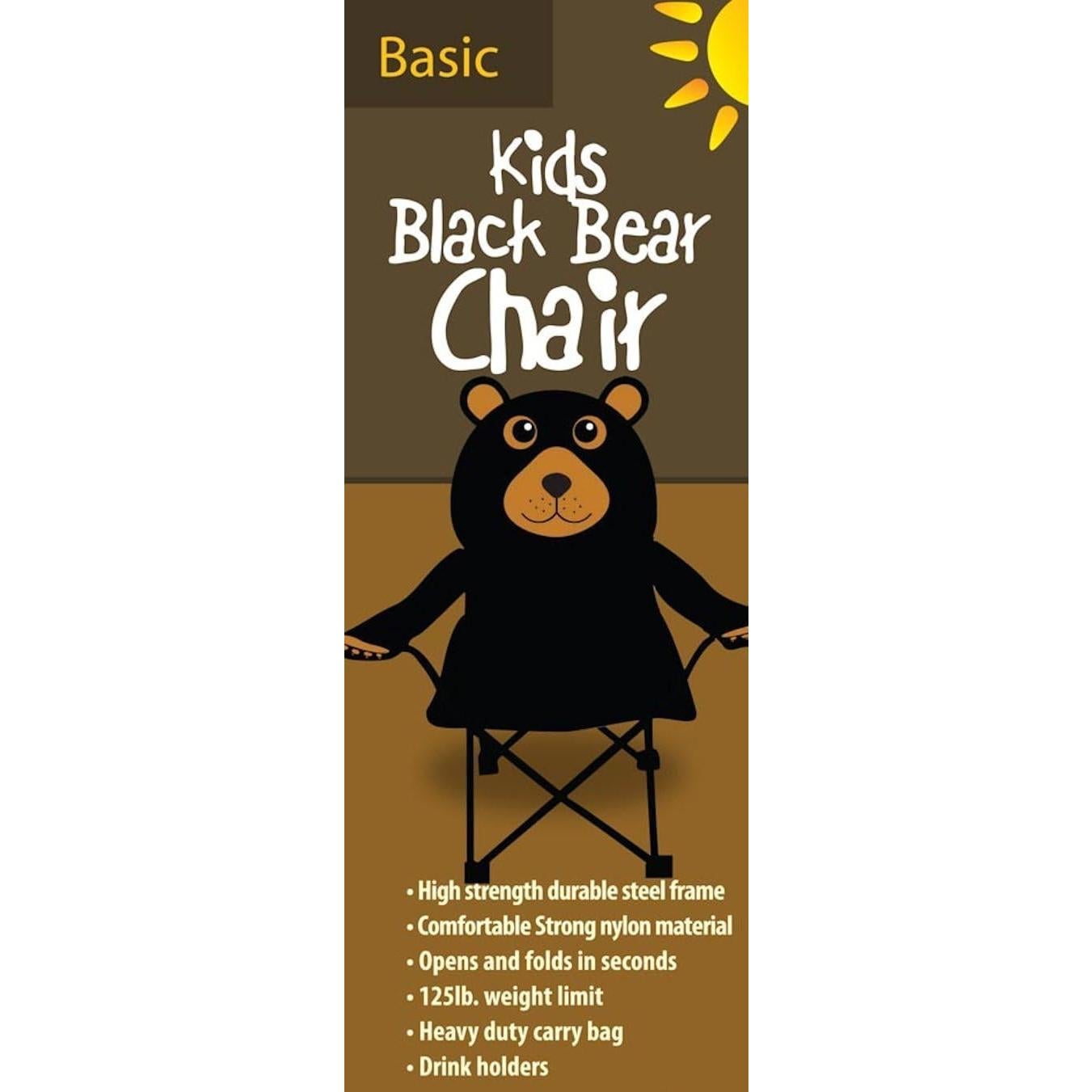 Silla de Camping Plegable para Niños Wilcor Oso Negro con Portavasos