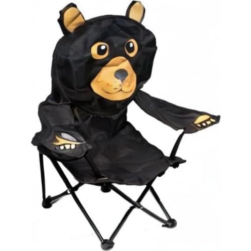 Silla de Camping Plegable para Niños Wilcor Oso Negro con Portavasos