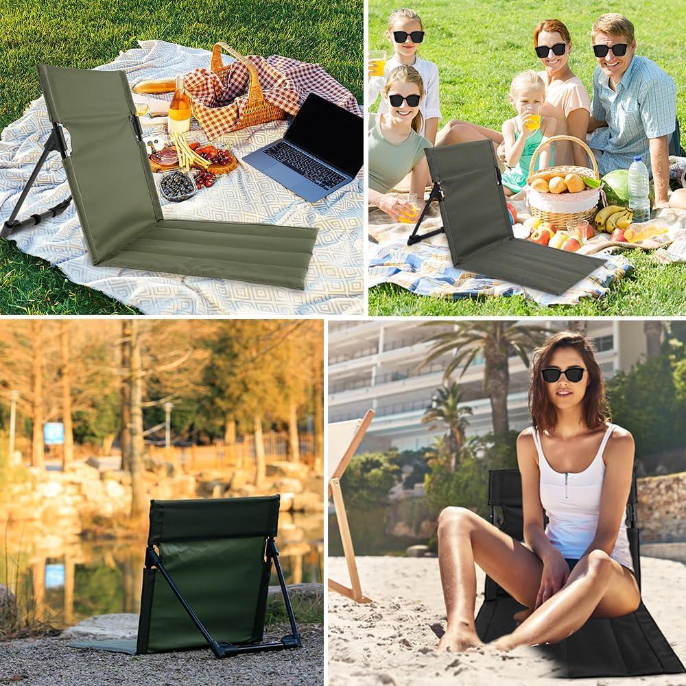 Silla de Camping Plegable JQlabeit Verde Militar con Respaldo