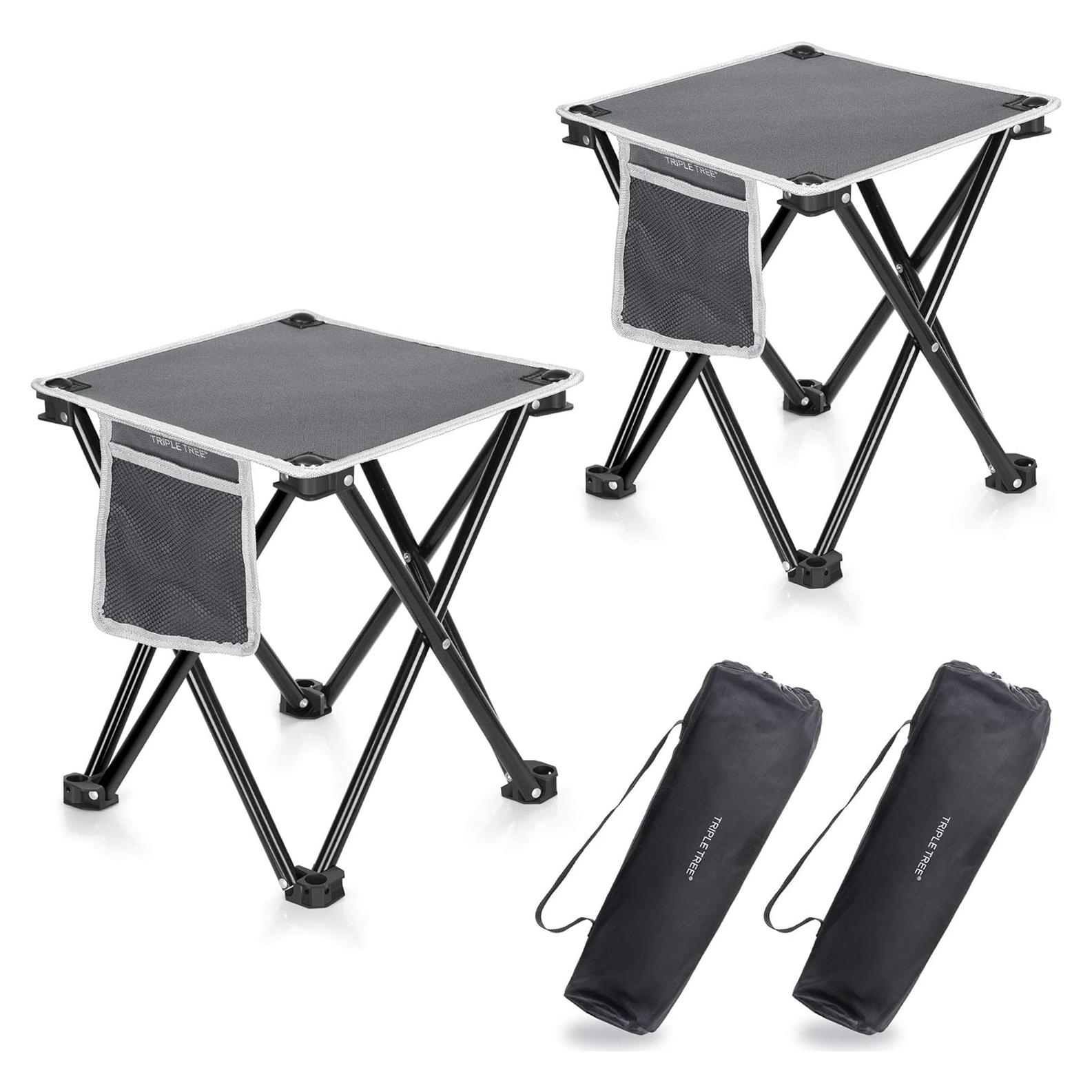 Taburete de Camping Plegable Zaboro 2 Pack Gris 35.1 cm