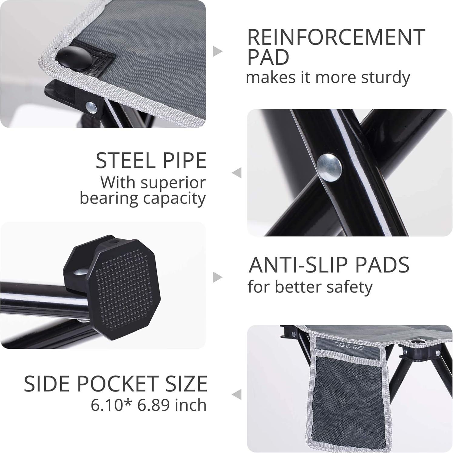 Taburete de Camping Plegable Zaboro 2 Pack Gris 35.1 cm