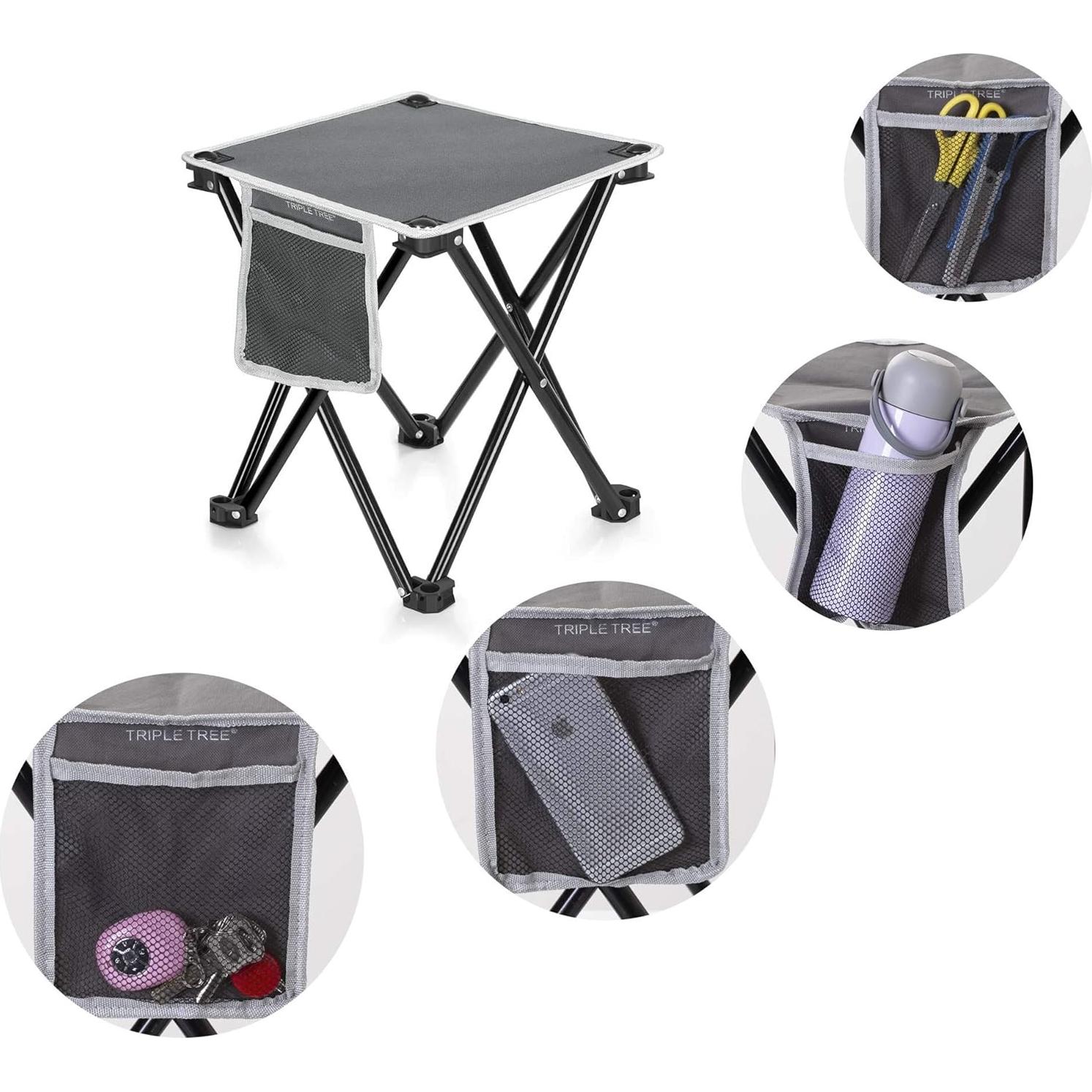 Taburete de Camping Plegable Zaboro 2 Pack Gris 35.1 cm