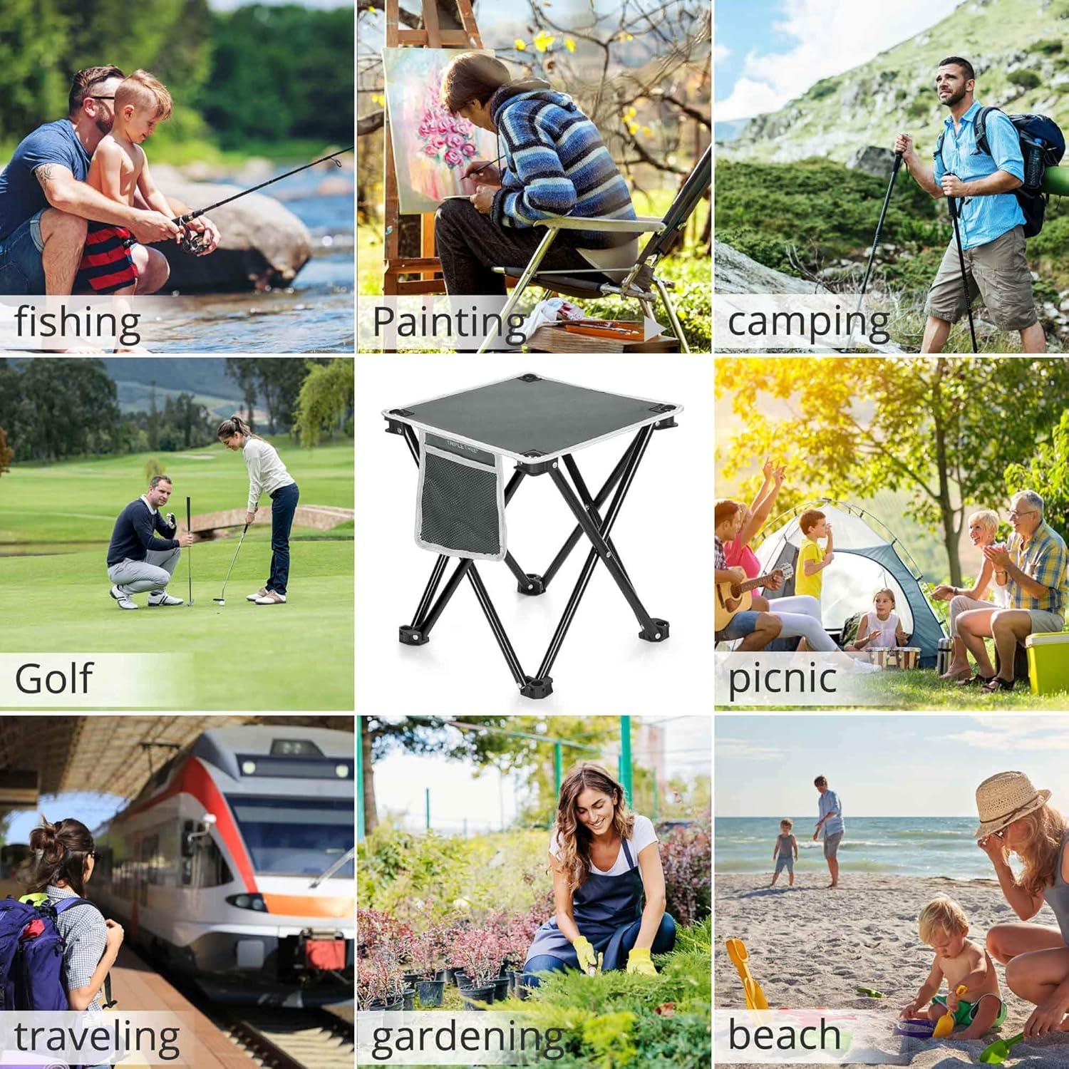 Taburete de Camping Plegable Zaboro 2 Pack Gris 35.1 cm