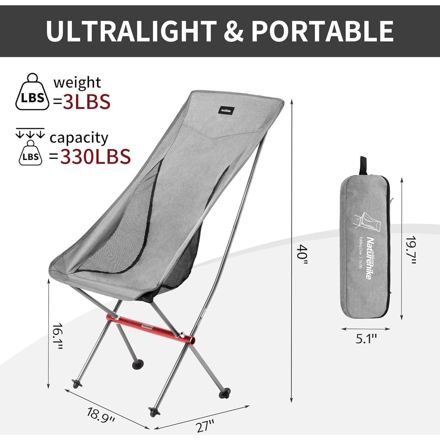 Silla de Camping Plegable Naturehike YL06-GN Gris 150kg