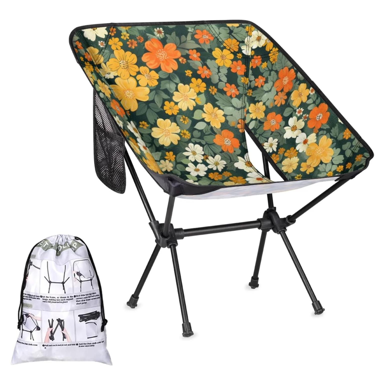 Silla de Camping Plegable YLYNIU Verde Flores 0.77 kg