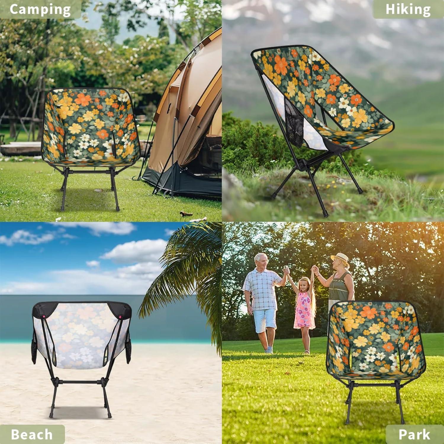 Silla de Camping Plegable YLYNIU Verde Flores 0.77 kg