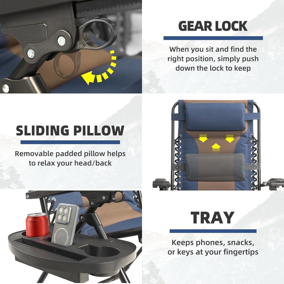 Silla de Gravedad Cero XL Foristrail con Cojín y Bandeja