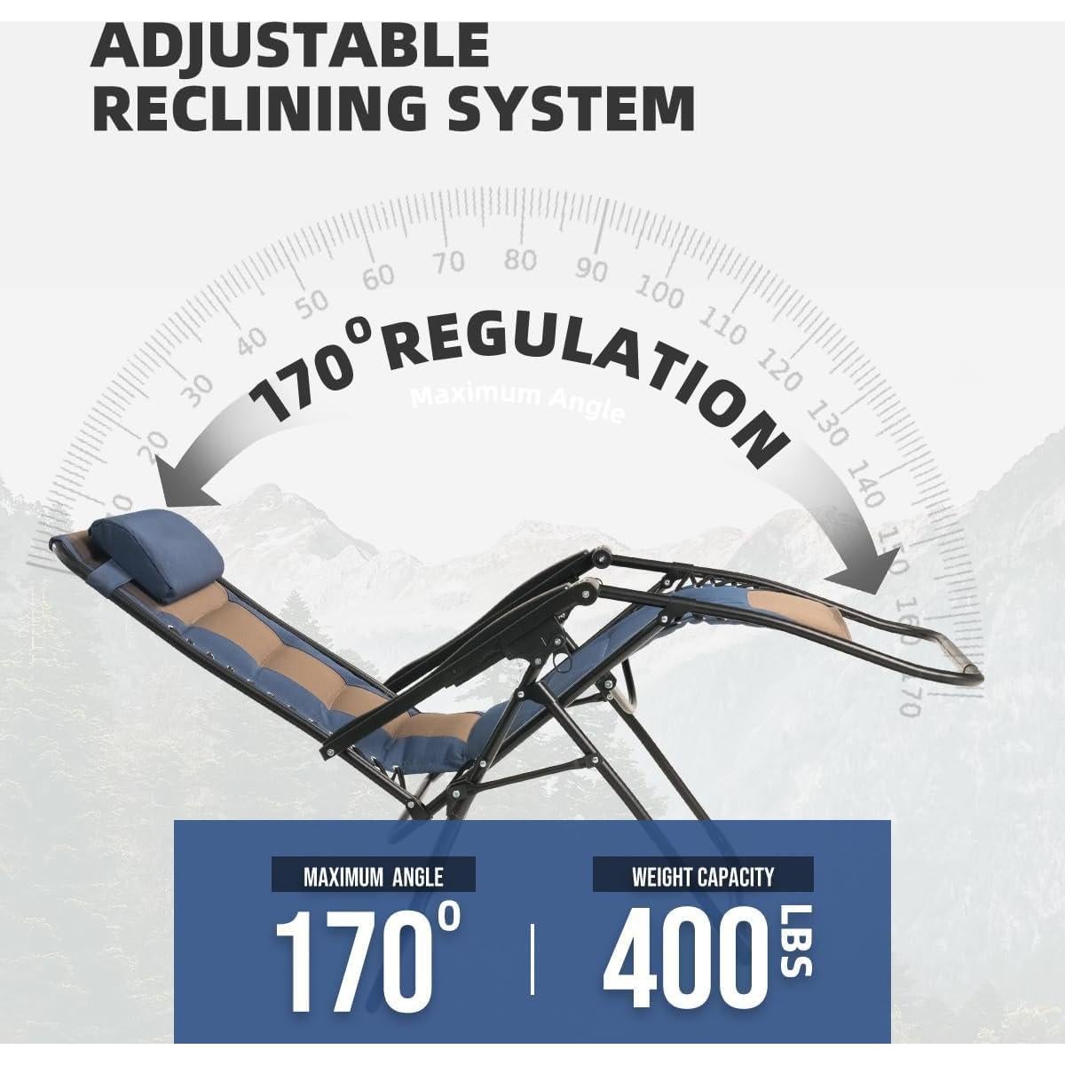 Silla de Gravedad Cero XL Foristrail con Cojín y Bandeja