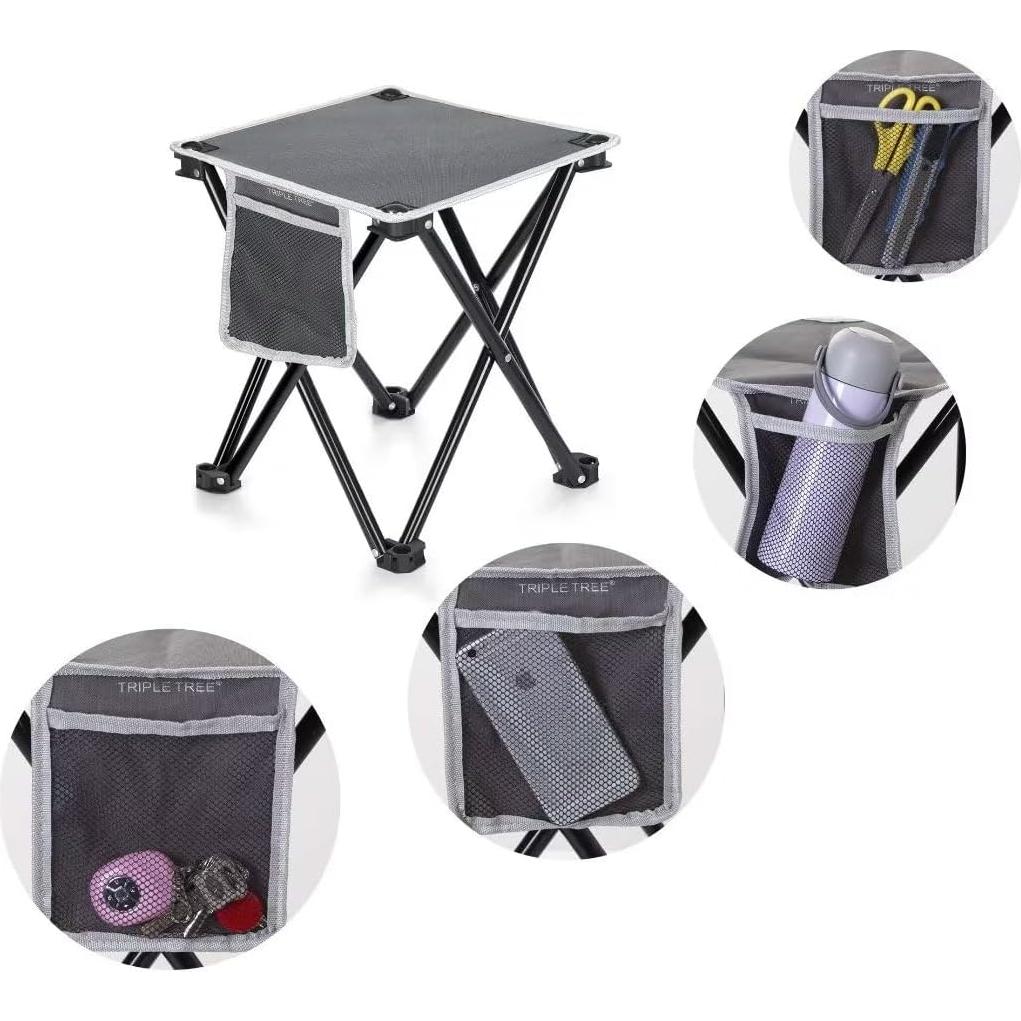 Taburete Plegable Camping TRIPLE TREE Gris 35.1 cm 181.4 kg