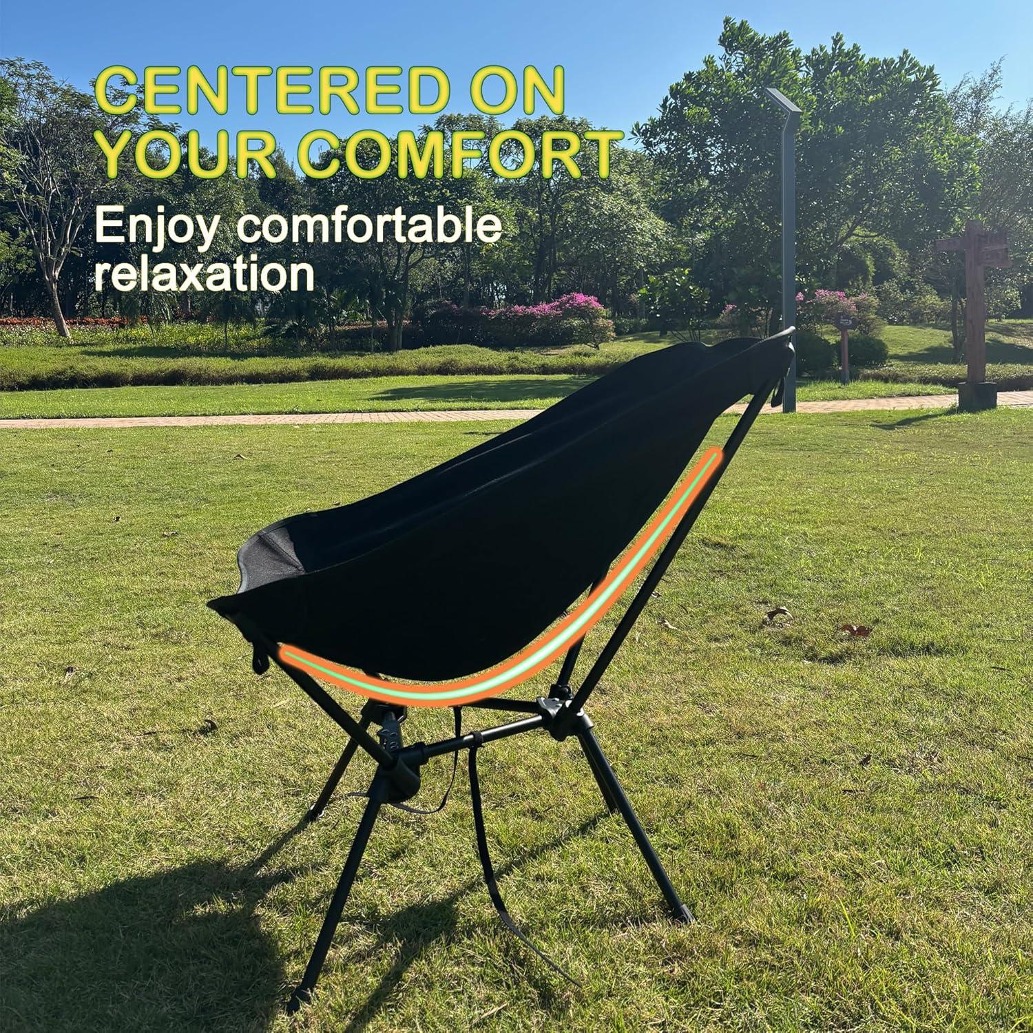 Silla de Camping Plegable Merjeson 150kg Ultraligera Negra