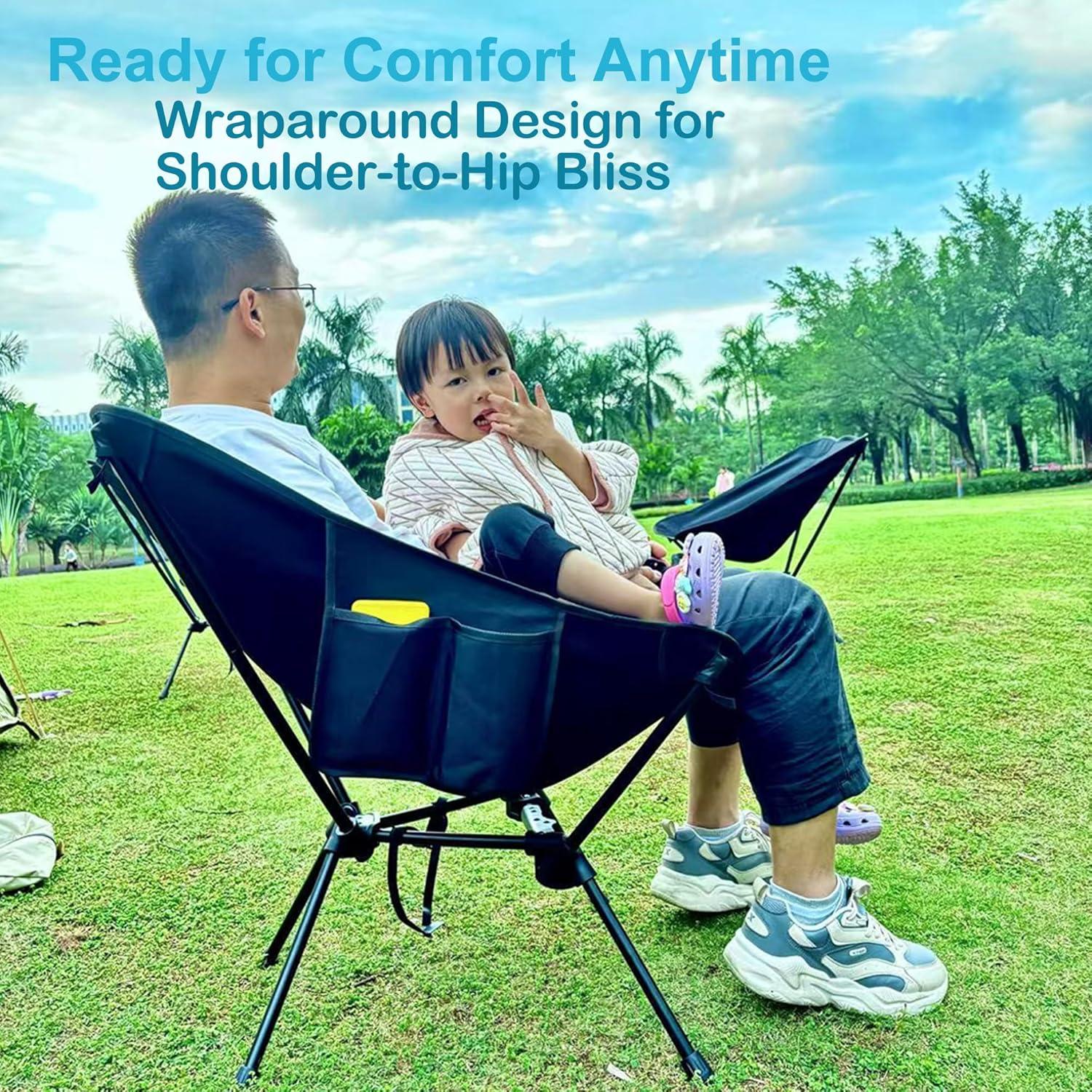 Silla de Camping Plegable Merjeson 150kg Ultraligera Negra