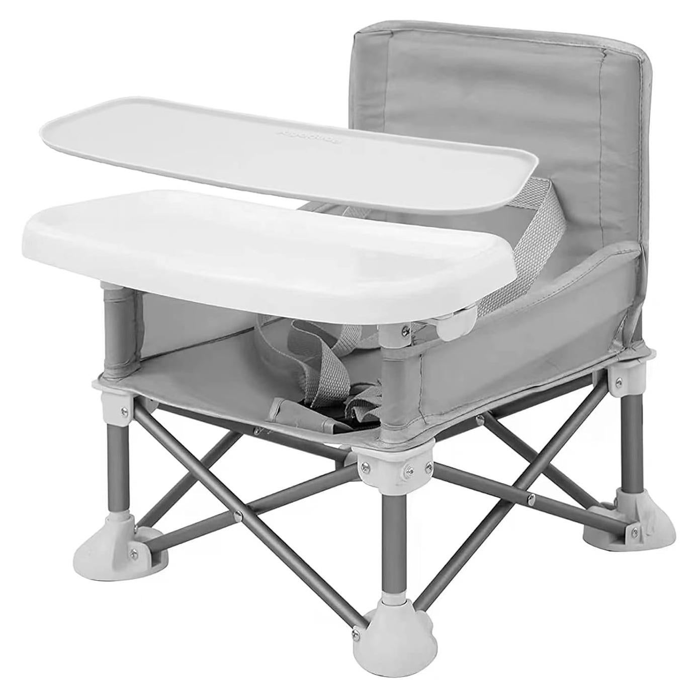 Asiento Portátil para Bebés PandaEar Gris con Mantel - Plegado Compacto