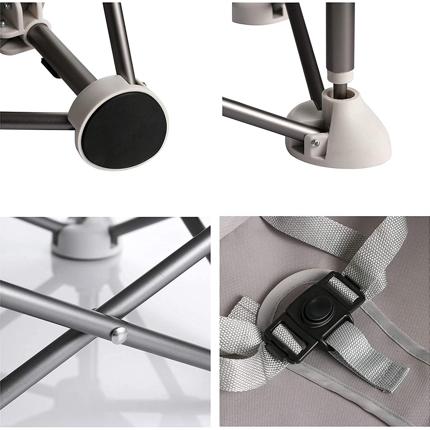 Asiento Portátil para Bebés PandaEar Gris con Mantel - Plegado Compacto