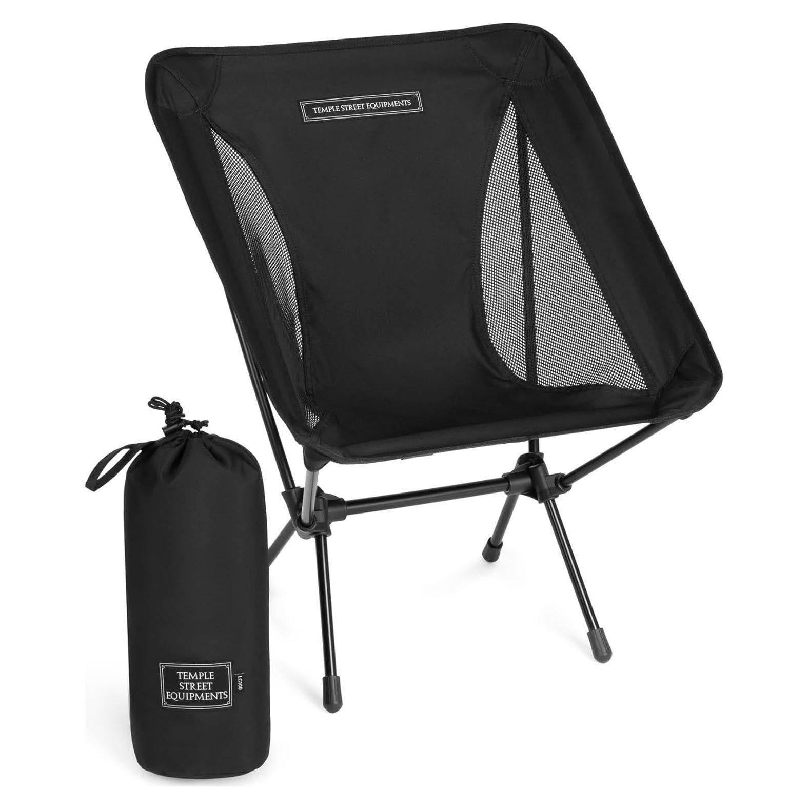 Silla de Camping Plegable TSE LC100, 0.91kg, Negra