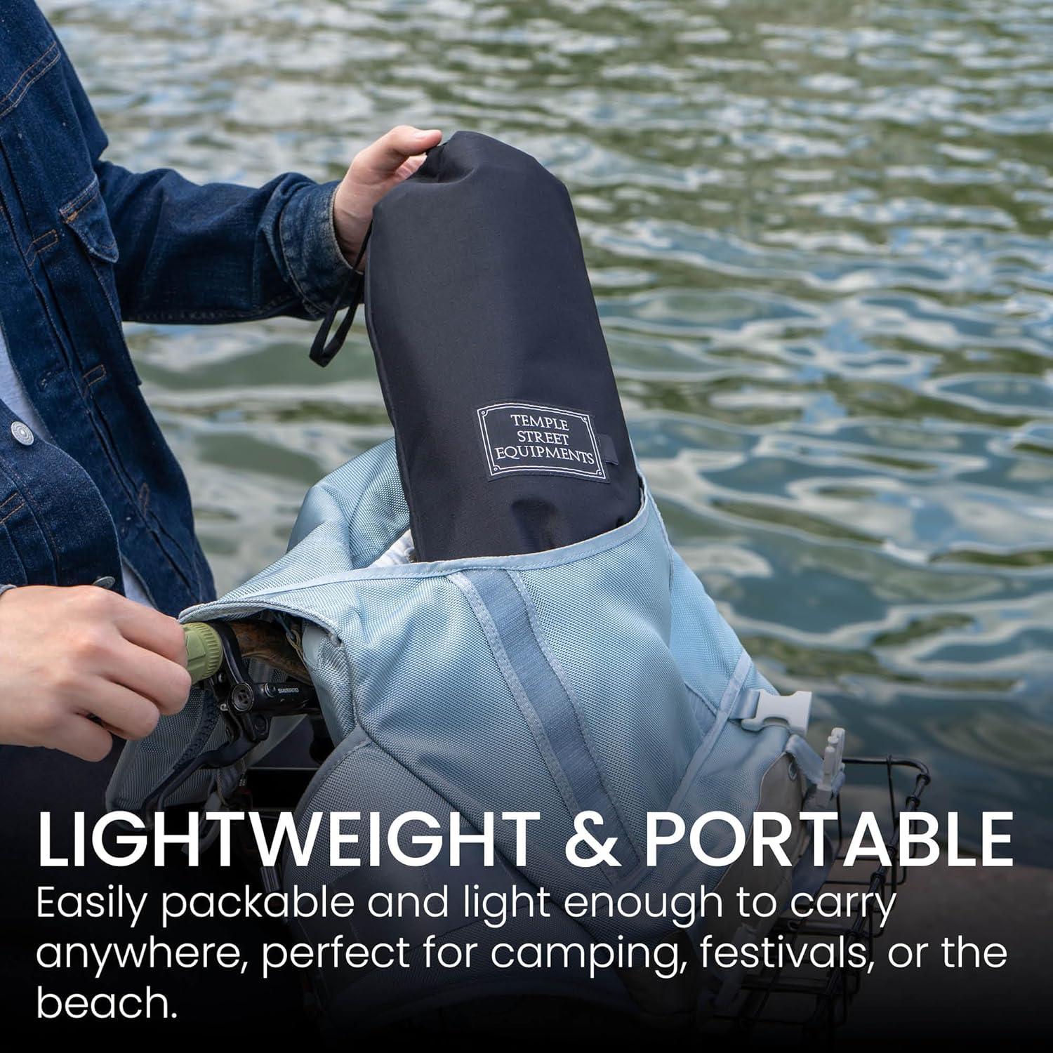 Silla de Camping Plegable TSE LC100, 0.91kg, Negra