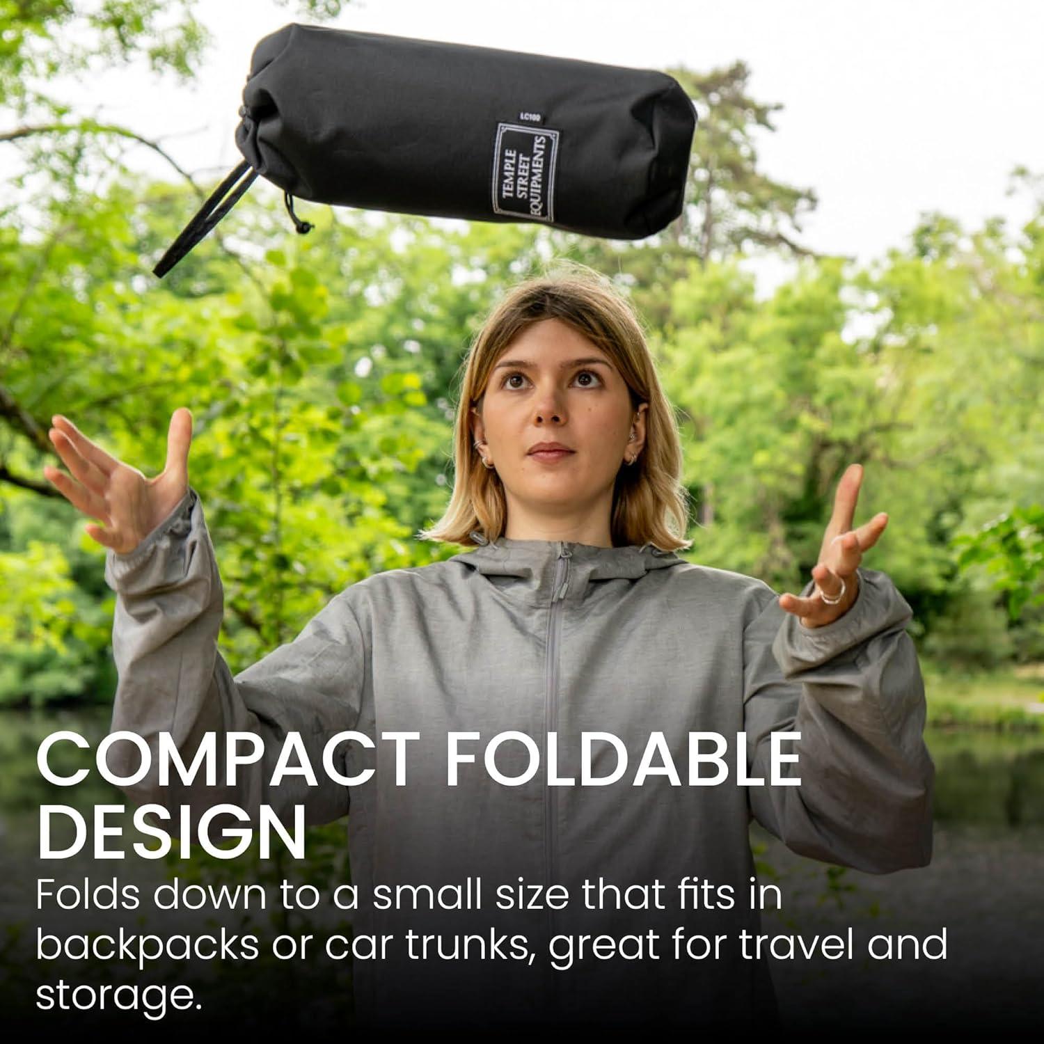 Silla de Camping Plegable TSE LC100, 0.91kg, Negra