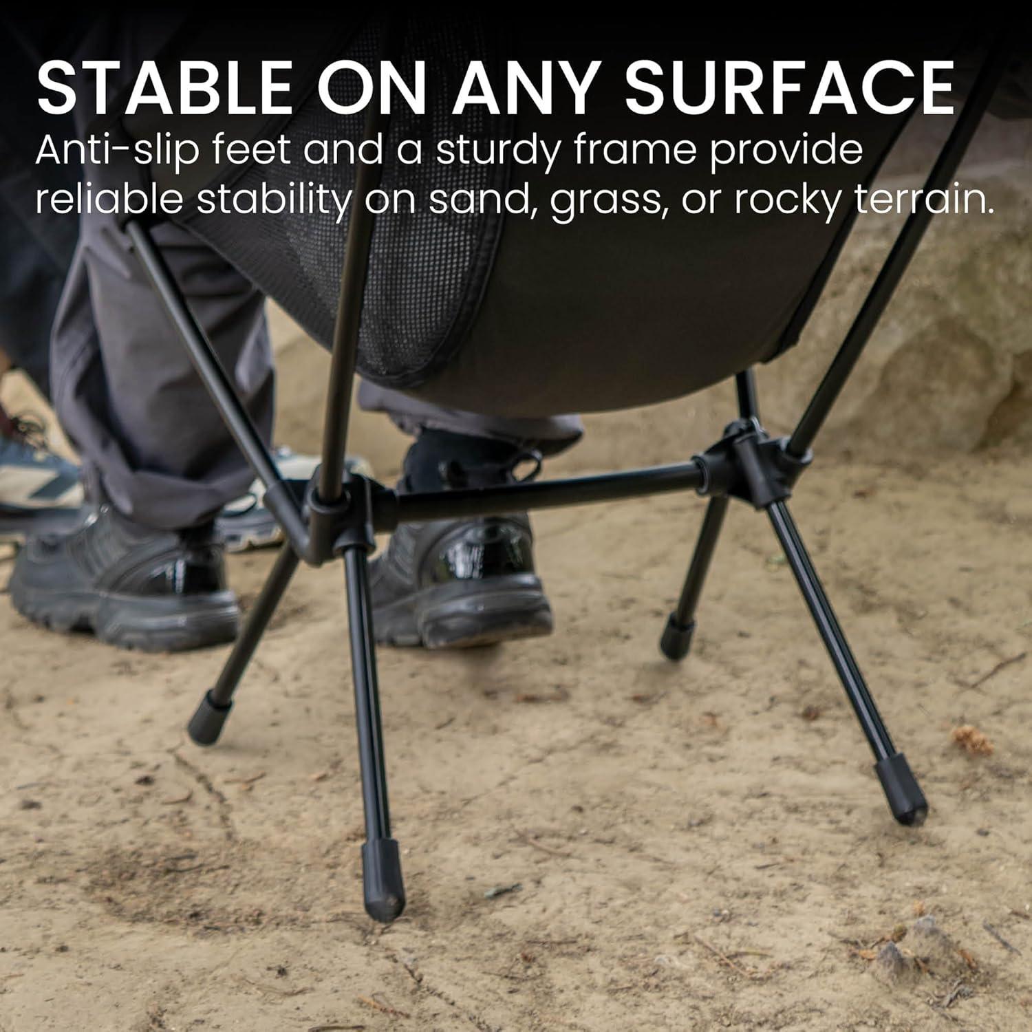 Silla de Camping Plegable TSE LC100, 0.91kg, Negra