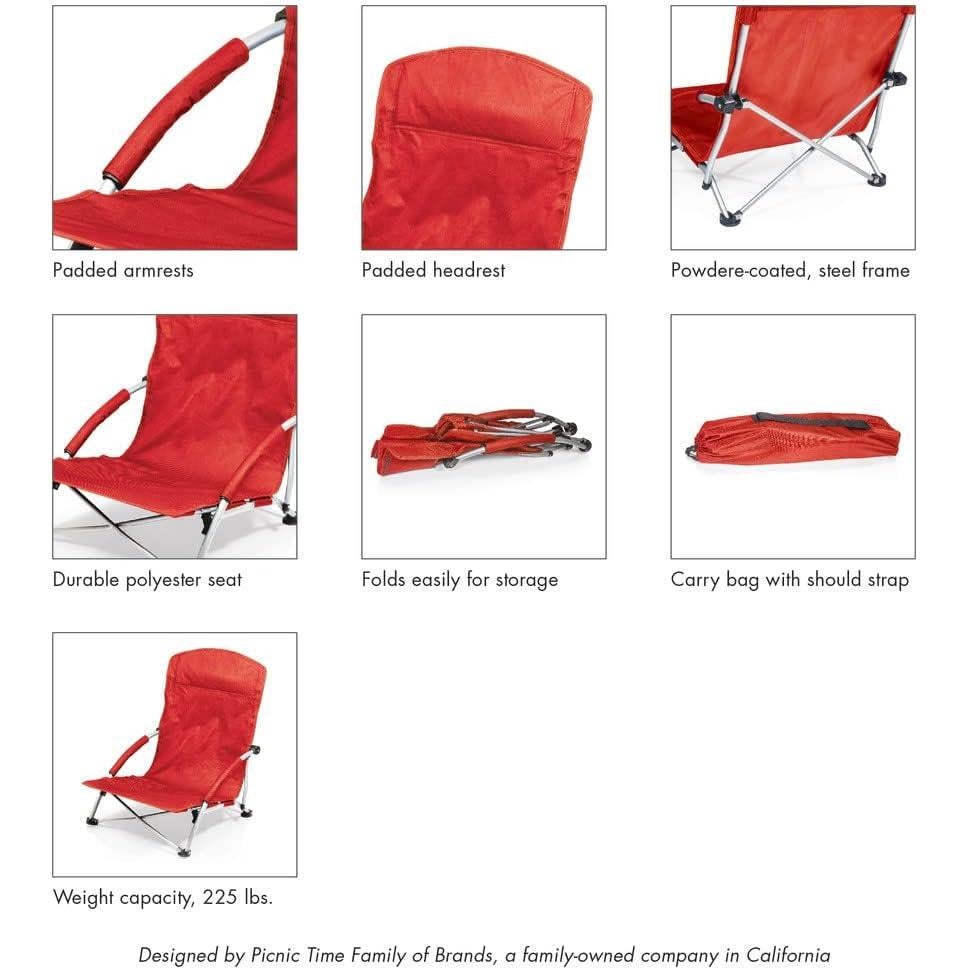 Silla de Playa Plegable Tranquilidad NCAA Picnic Time Roja