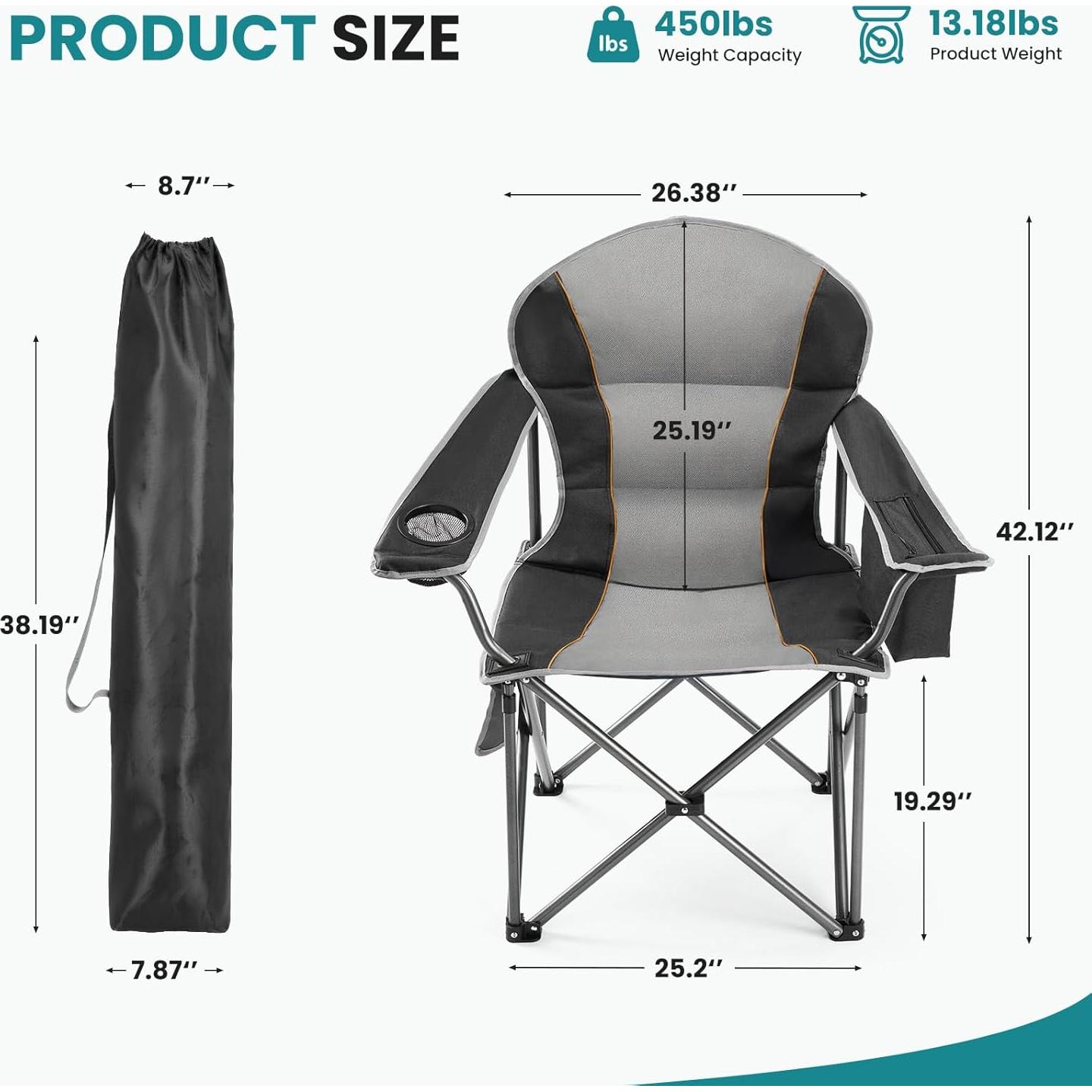 Silla de Camping Plegable OLIXIS Alta Resistencia 204kg