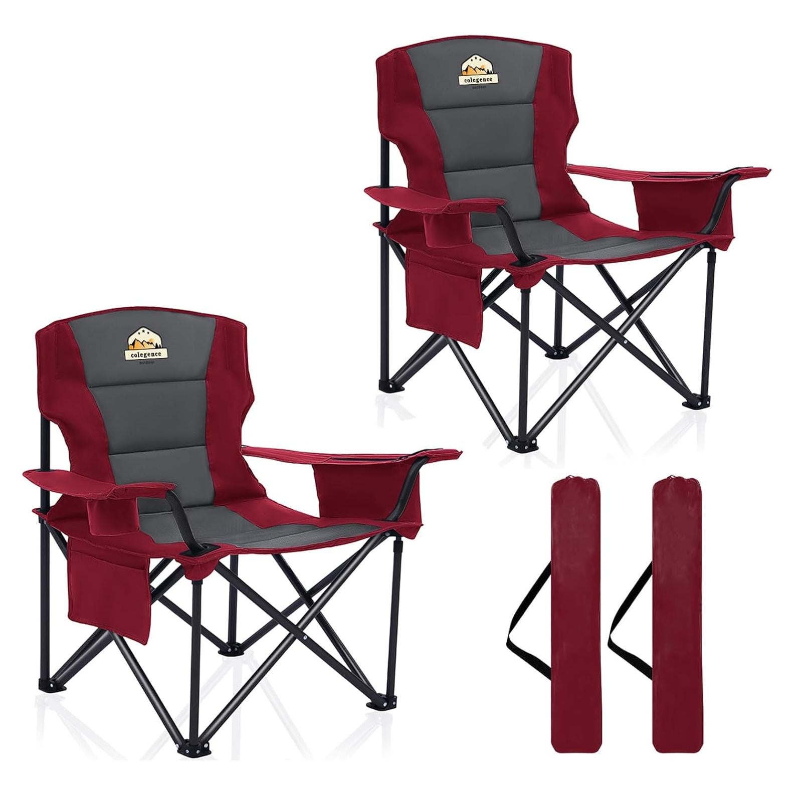 Sillas de Camping Plegables Colegence Doble 450lbs Rojo