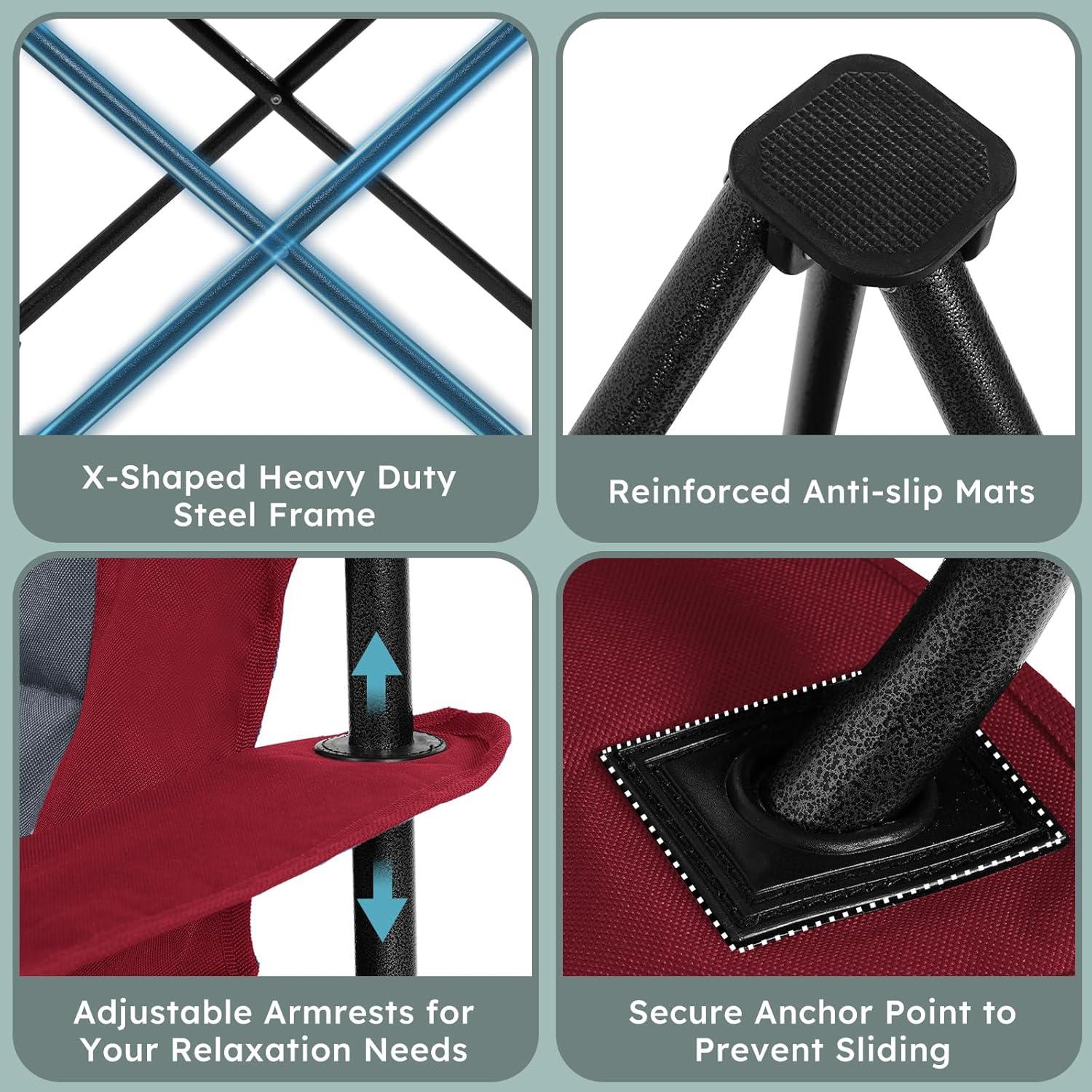 Sillas de Camping Plegables Colegence Doble 450lbs Rojo