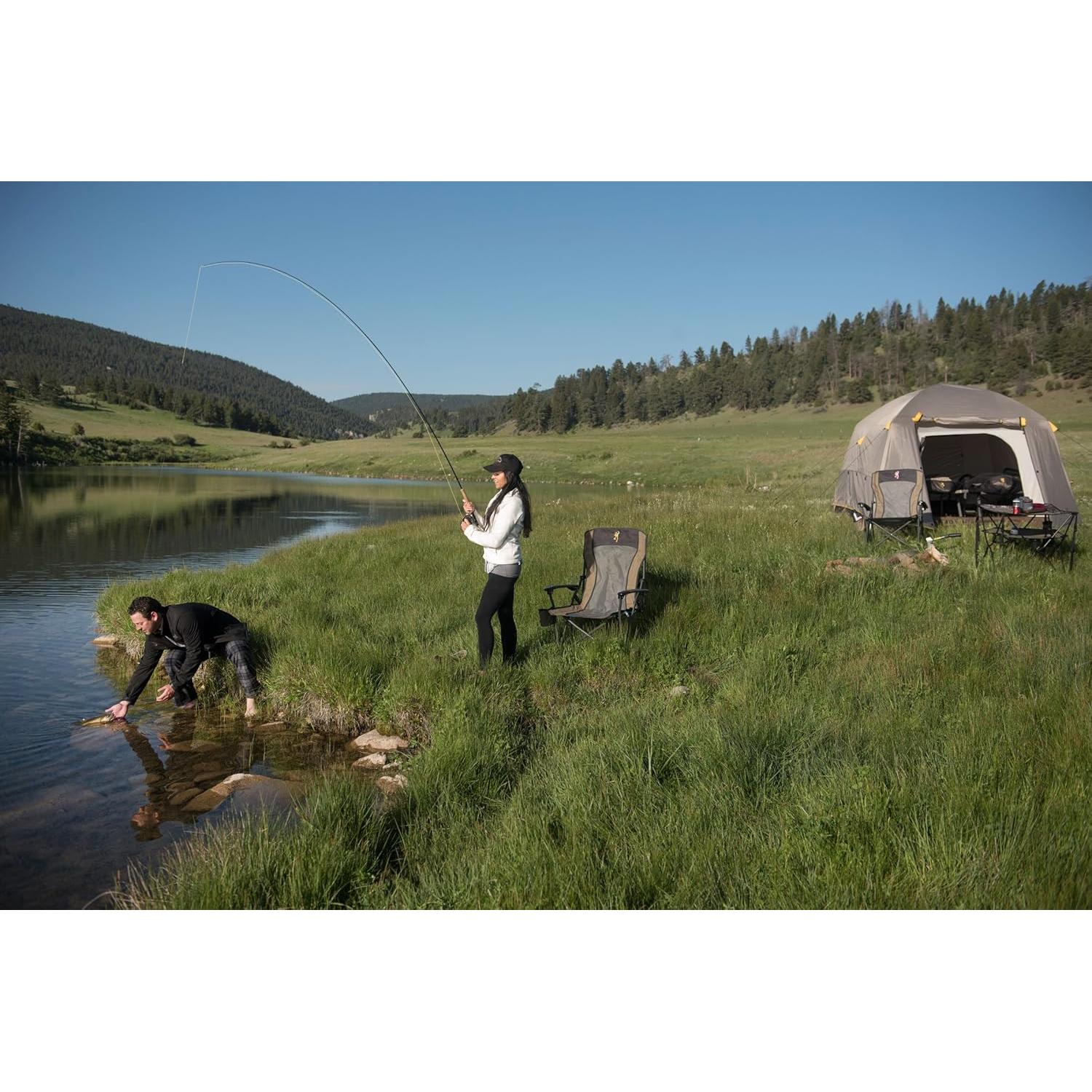 Silla de Camping Plegable Browning Fireside - Acero, Malla, 136 kg