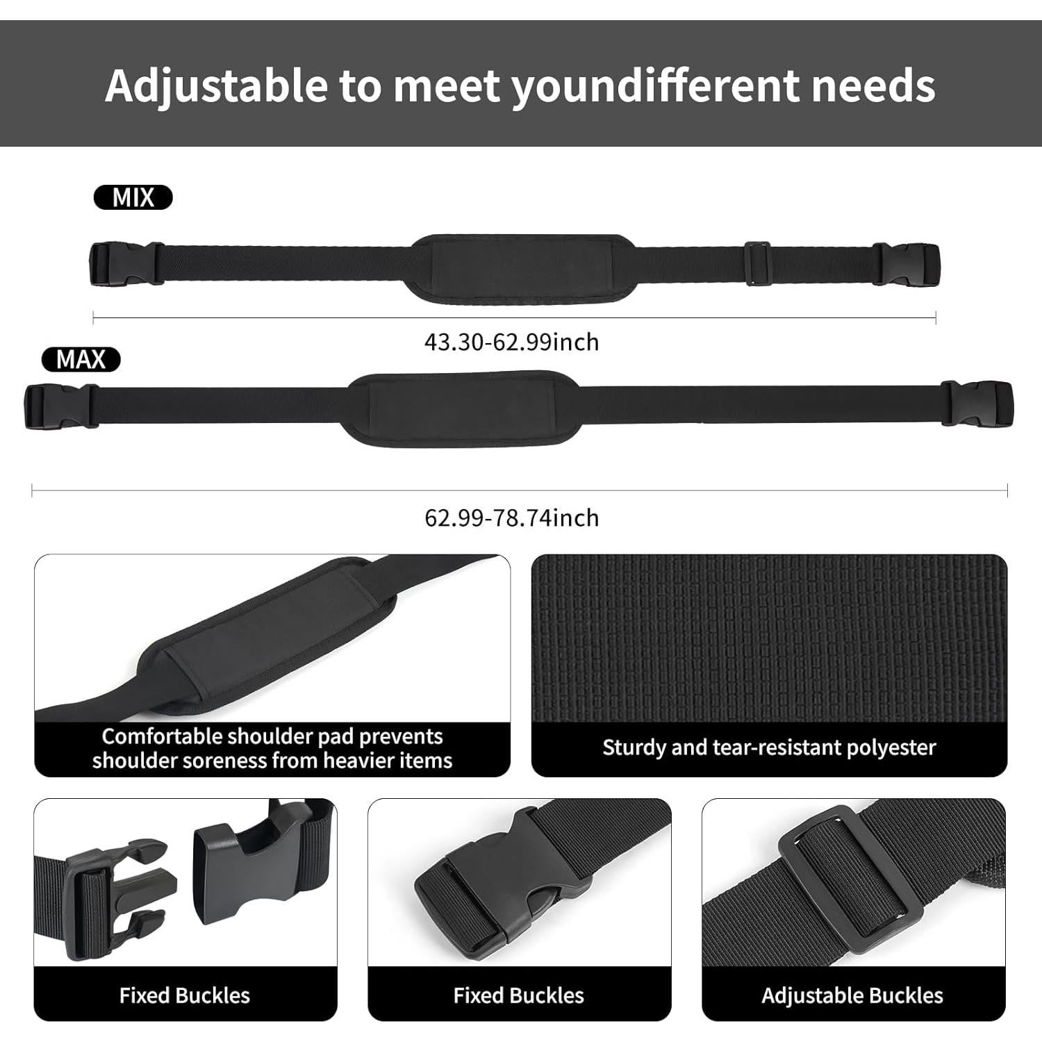 Paquete de 5 correas de transporte ajustables HUDLL para sillas