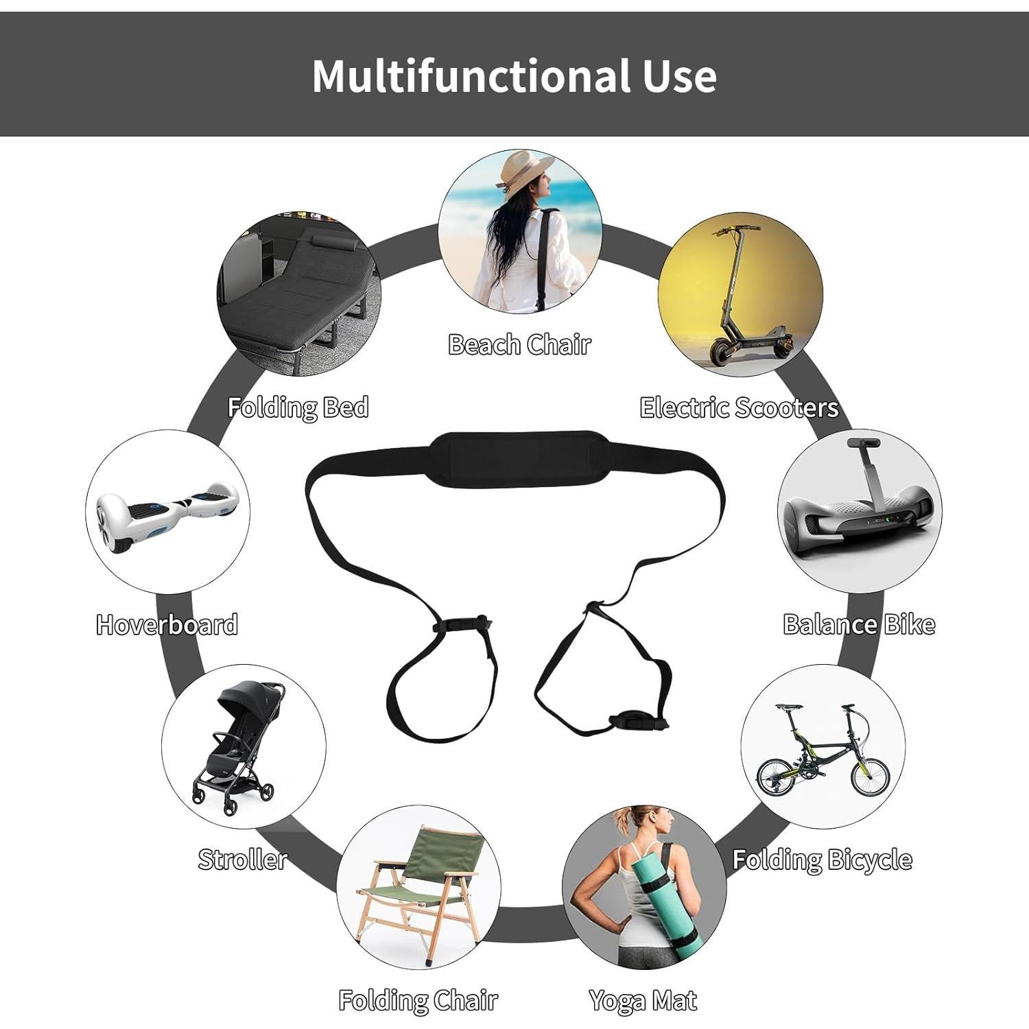 Paquete de 5 correas de transporte ajustables HUDLL para sillas