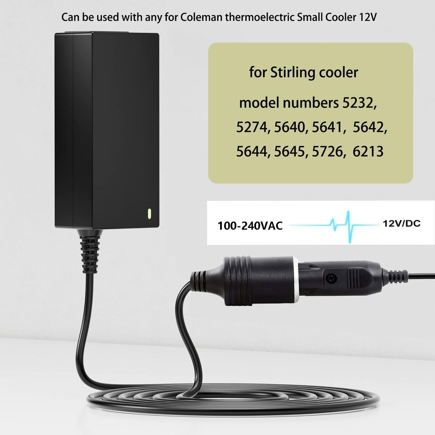Adaptador de Corriente 12V para Enfriador Coleman 5232 - 348g