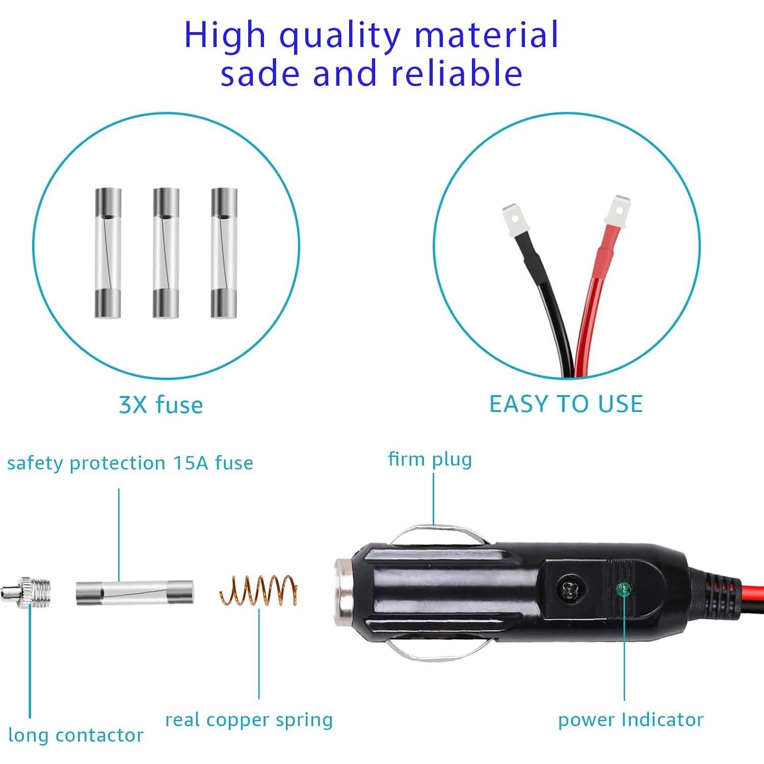 Cable de Reemplazo 12V/24V Basysion para Enfriador Coleman 8 pies