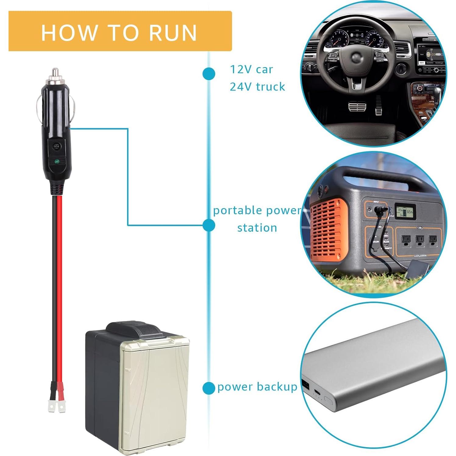 Cable de Reemplazo 12V/24V Basysion para Enfriador Coleman 8 pies