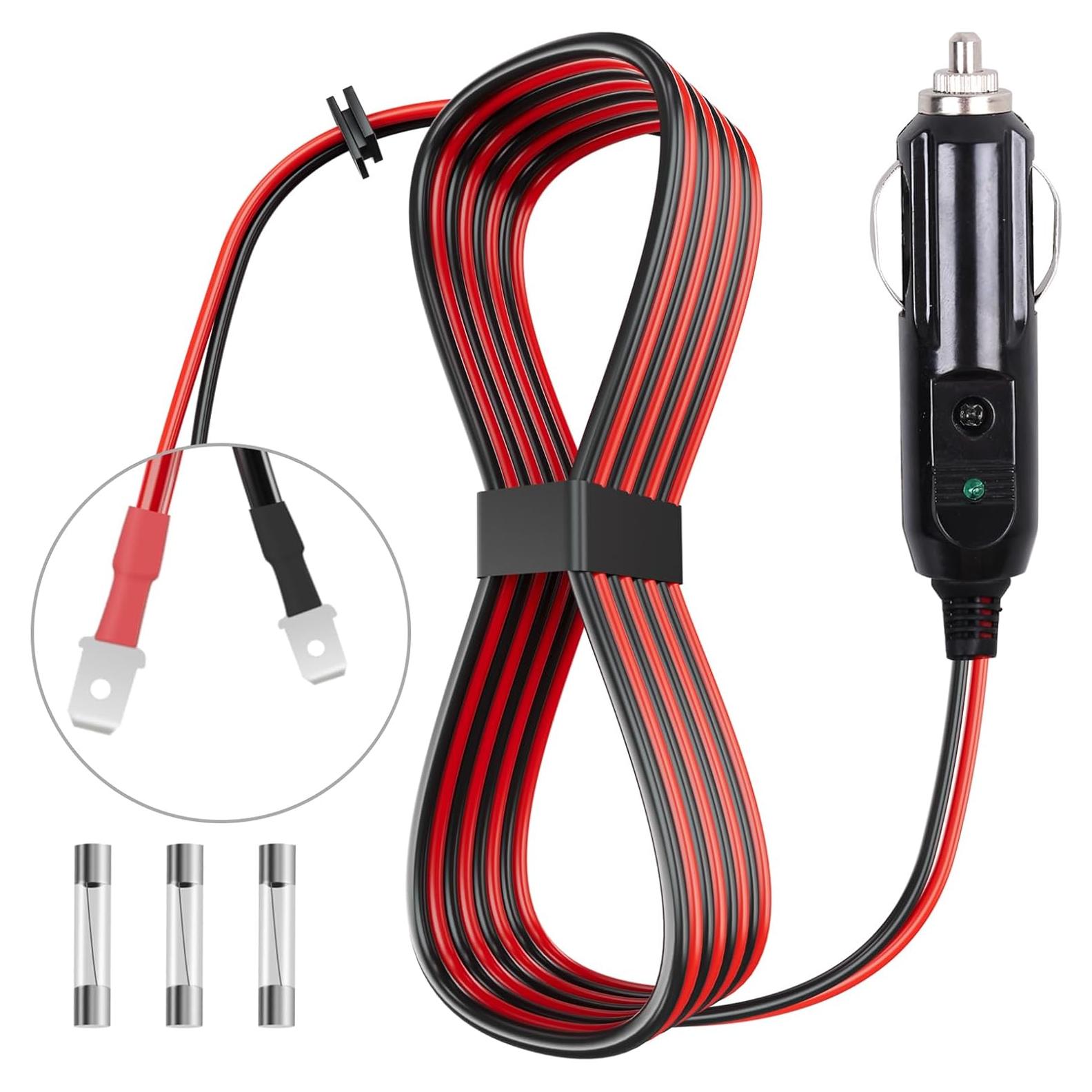 Cable de Alimentación 12V/24V Kzfuli 2.44m con Fusible 15A