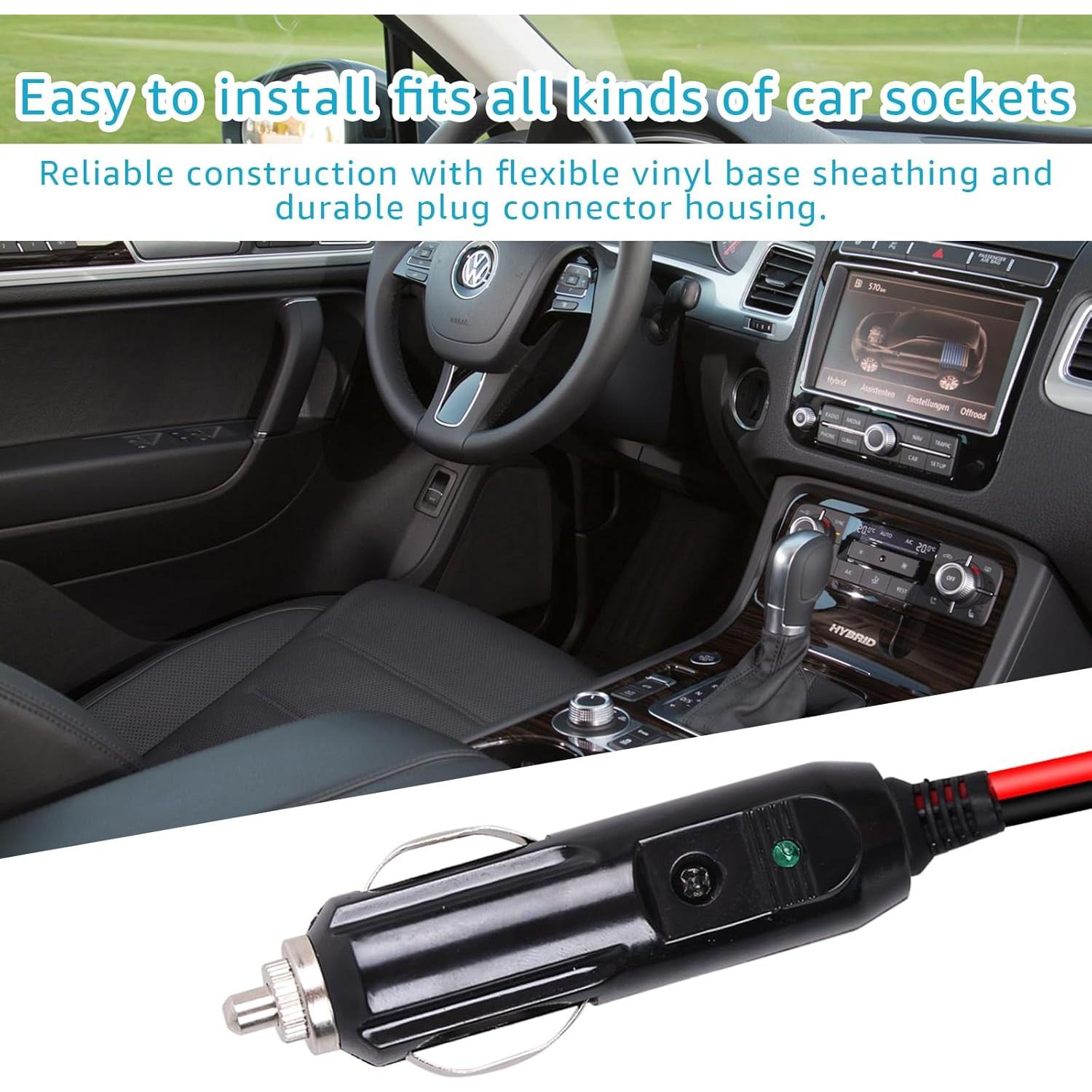 Cable de Alimentación 12V/24V Kzfuli 2.44m con Fusible 15A