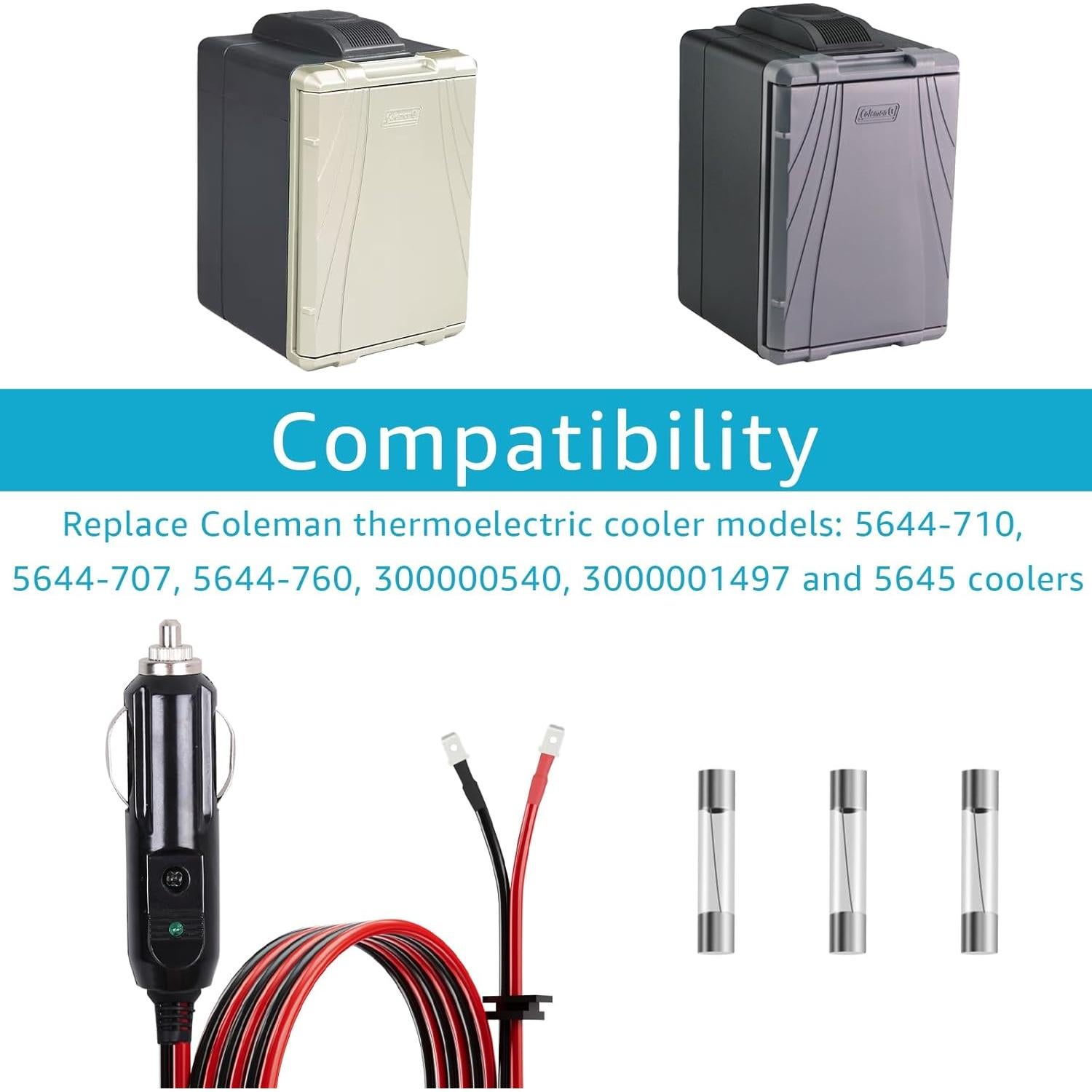 Cable de Alimentación 12V/24V Kzfuli 2.44m con Fusible 15A