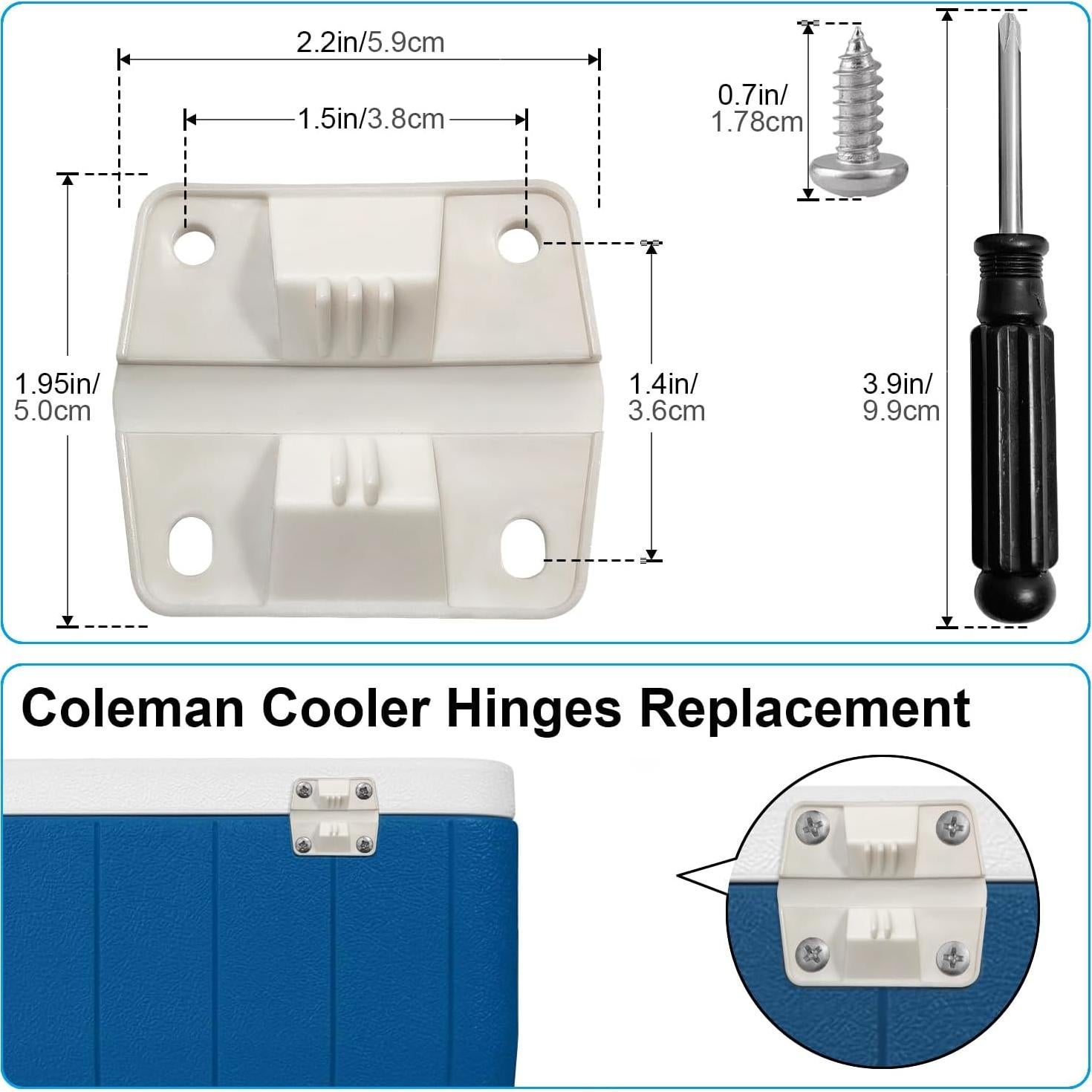 Kit de Bisagras de Plástico para Neveras Coleman - 2 Piezas