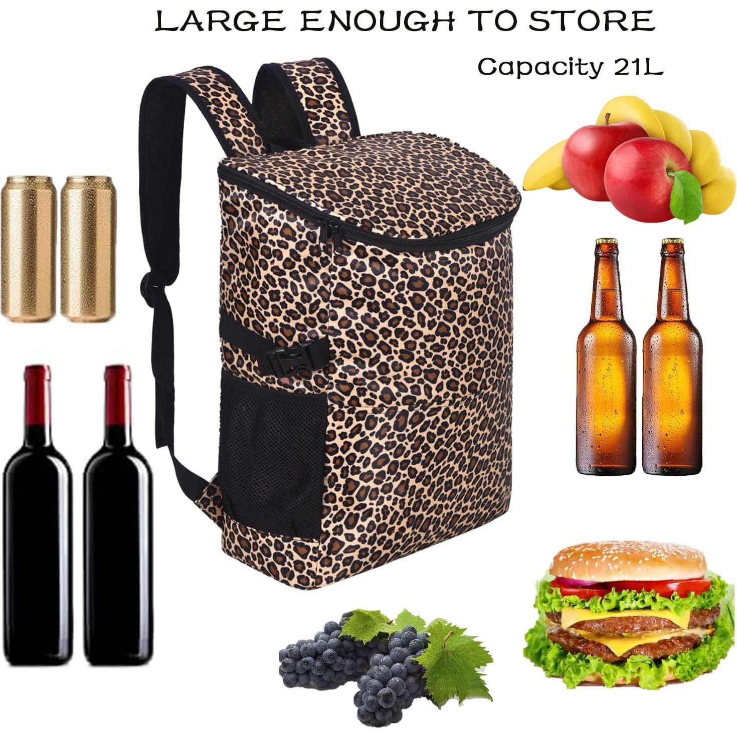 Mochila Cooler Aislada XINFULLWOL 21L Impermeable Leopardo