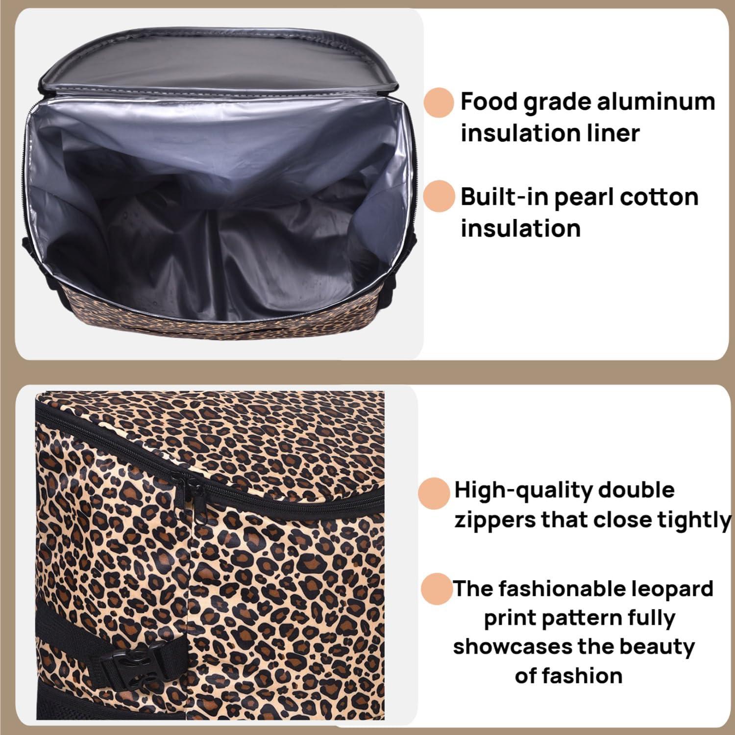 Mochila Cooler Aislada XINFULLWOL 21L Impermeable Leopardo