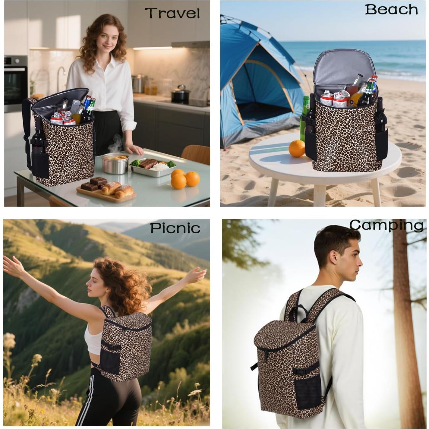 Mochila Cooler Aislada XINFULLWOL 21L Impermeable Leopardo