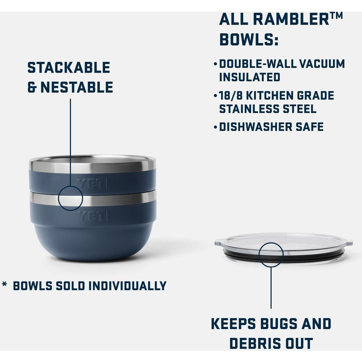 Tazón Aislado YETI Rambler 1 Cuarto Acero Inoxidable Taupe