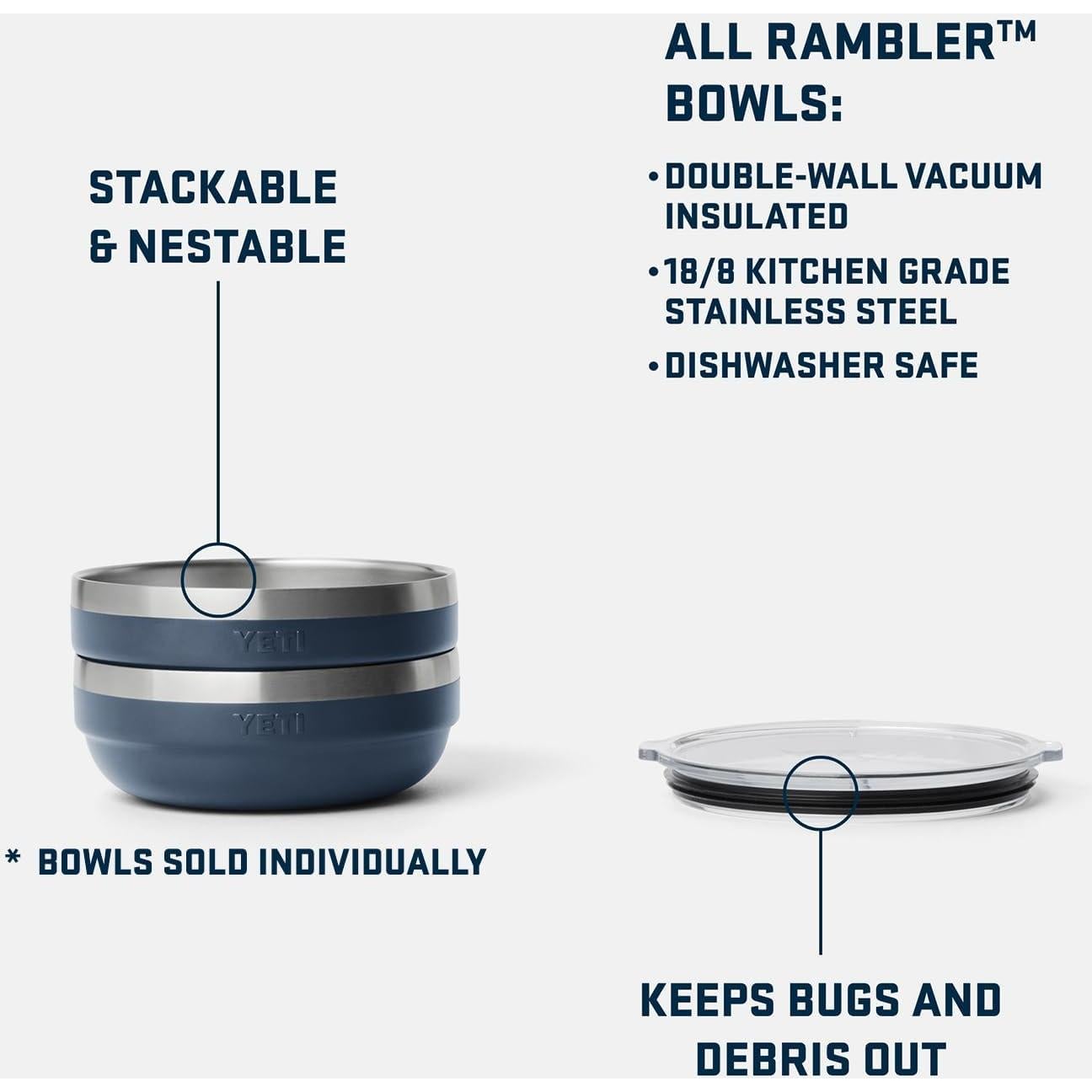 Tazón Aislado YETI Rambler 0.66L Acero Inoxidable Marino
