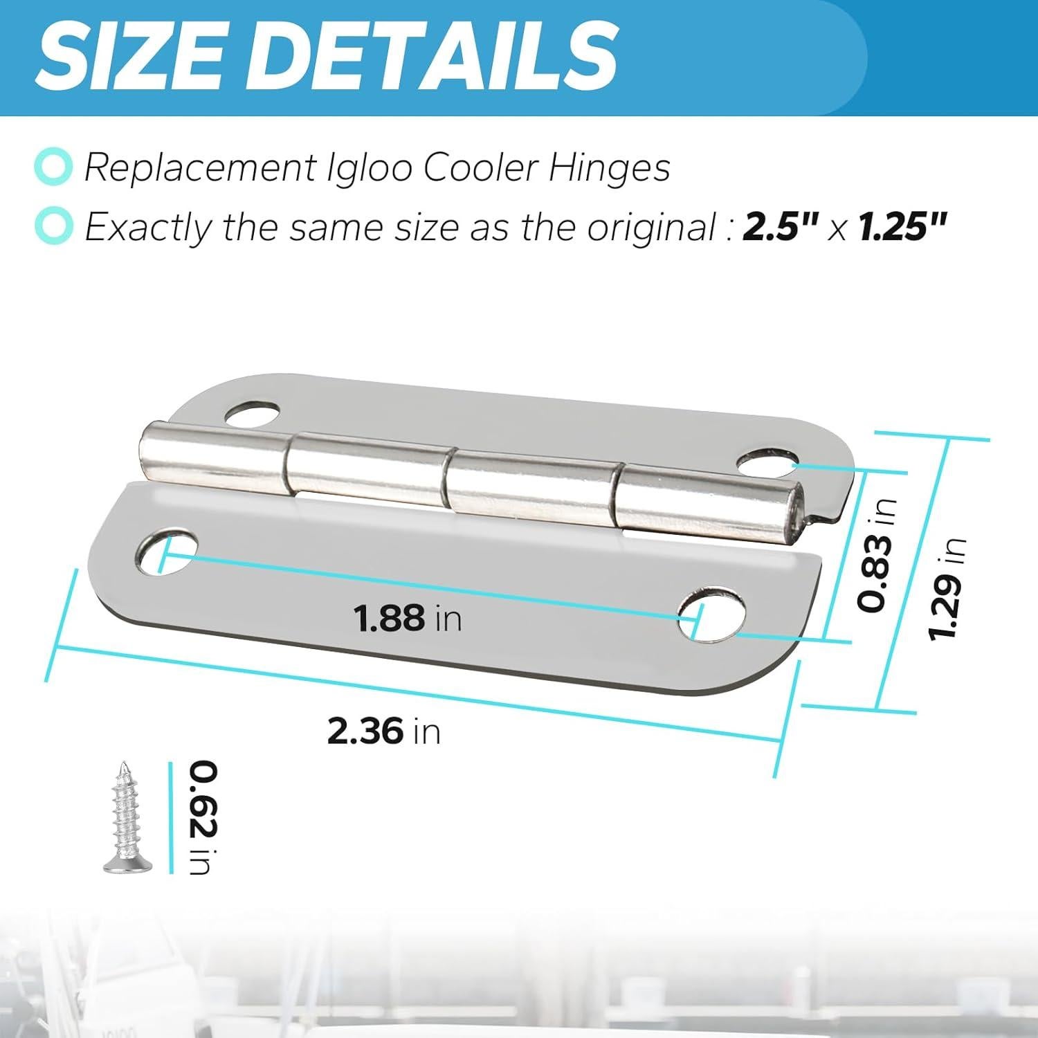 Bisagras de Acero Inoxidable Ophjerg para Enfriadores Igloo - Juego de 3