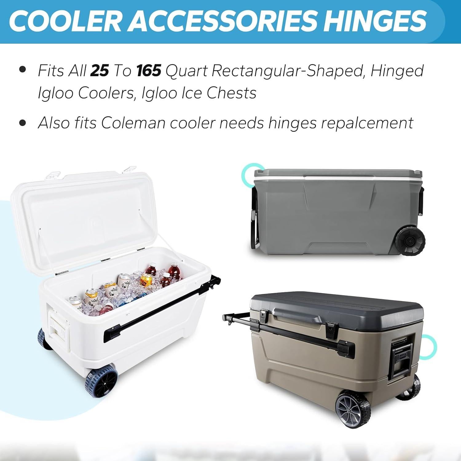 Bisagras de Acero Inoxidable Ophjerg para Enfriadores Igloo - Juego de 3