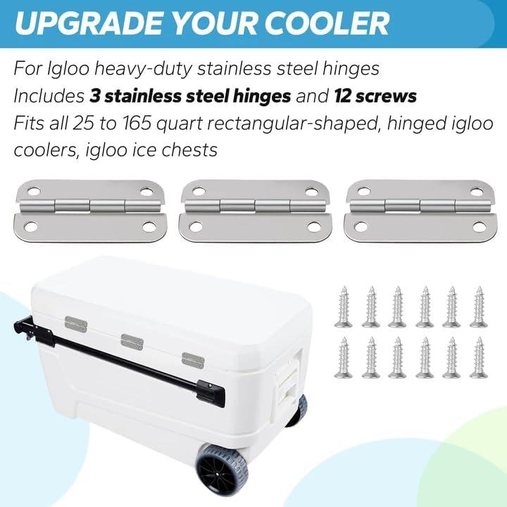 Bisagras de Acero Inoxidable Ophjerg para Enfriadores Igloo - Juego de 3